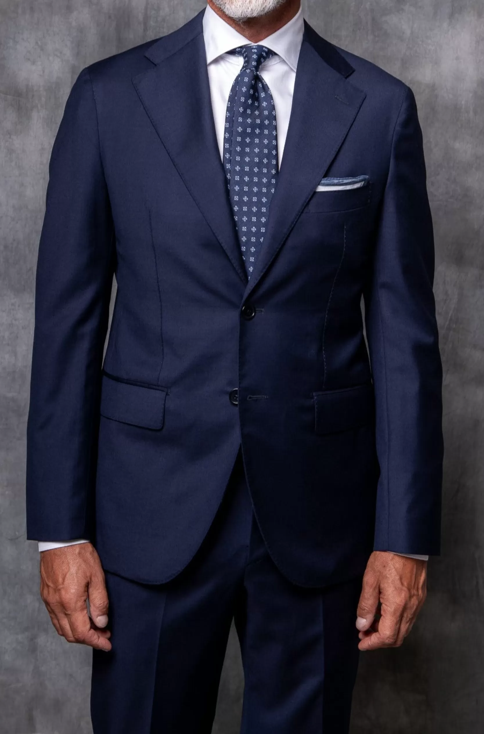 Fashion Pini Parma Abito Full Canvas In Lana Loro Piana Super 150's - Made In Italy Blu