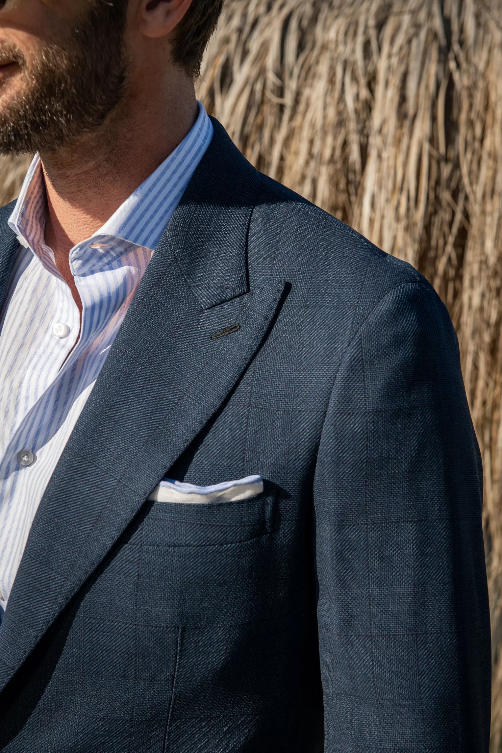 Hot Pini Parma Abito Blu Principe Di Galles In Lana Loro Piana " Soragna Capsule Collection" - Made In Italy