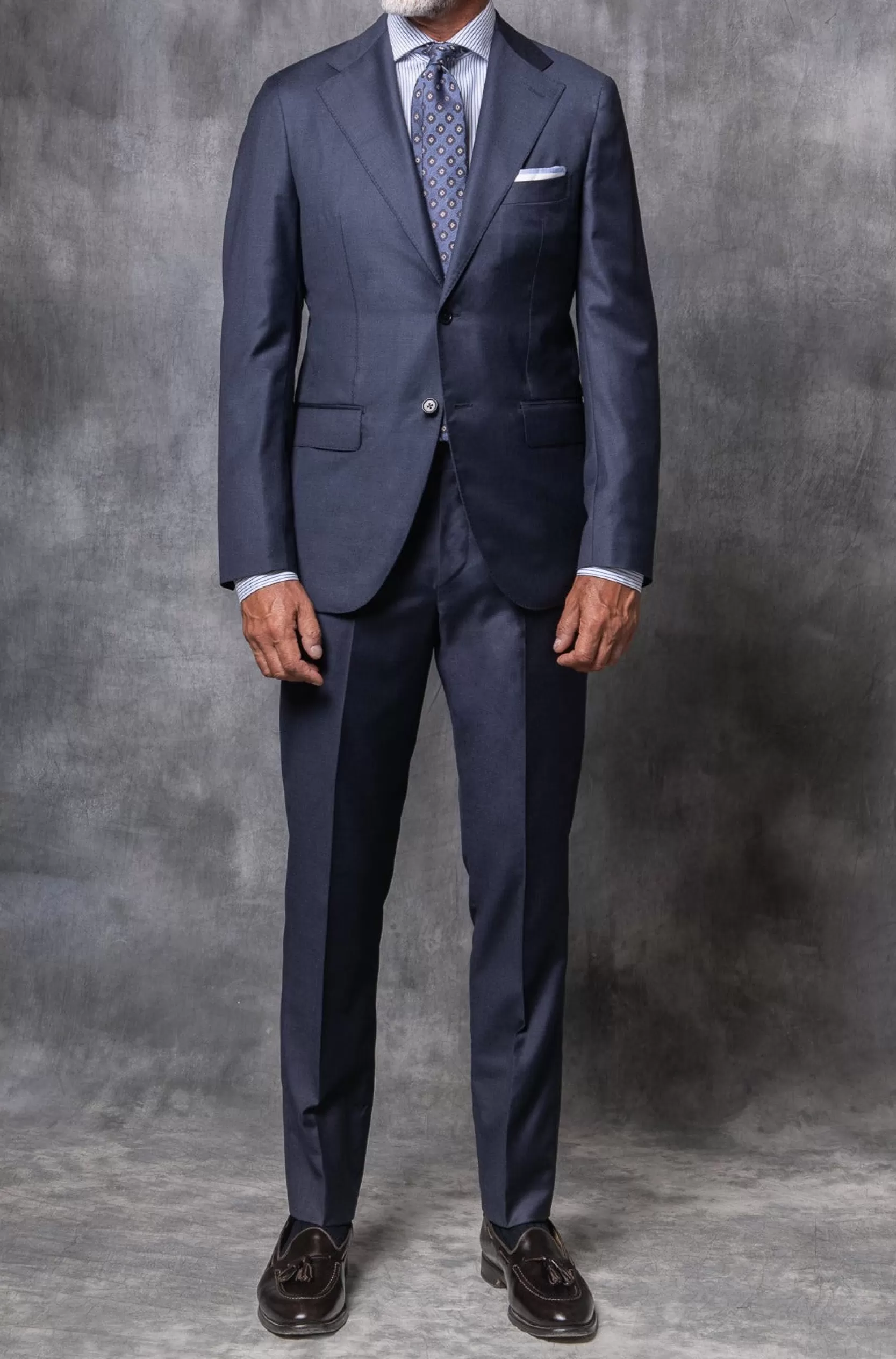 Hot Pini Parma Abito Full Canvas Blu In Lana Loro Piana Super 150's - Made In Italy Blue Avio