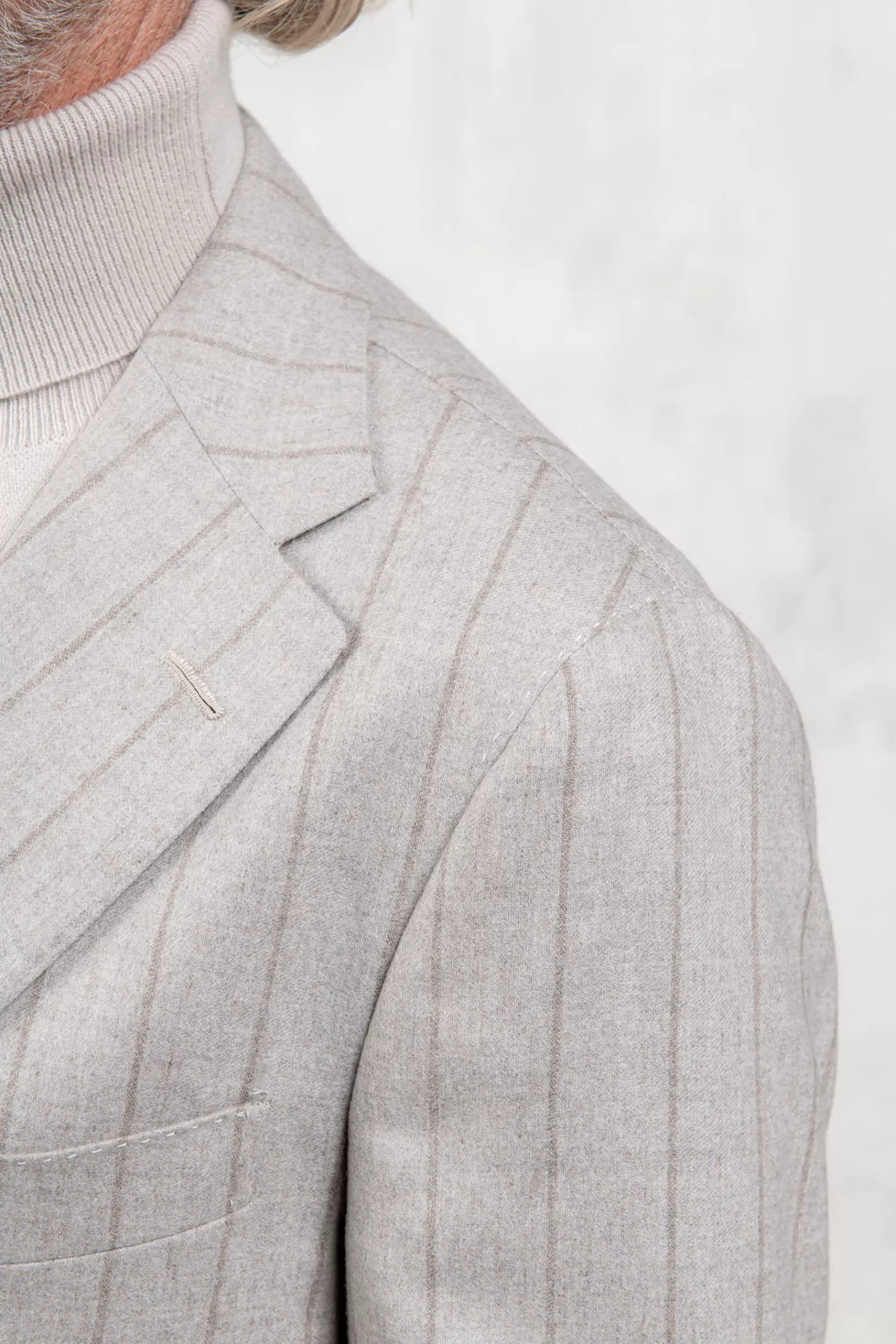 Discount Pini Parma Abito In Flanella A Righe Beige - Made In Italy
