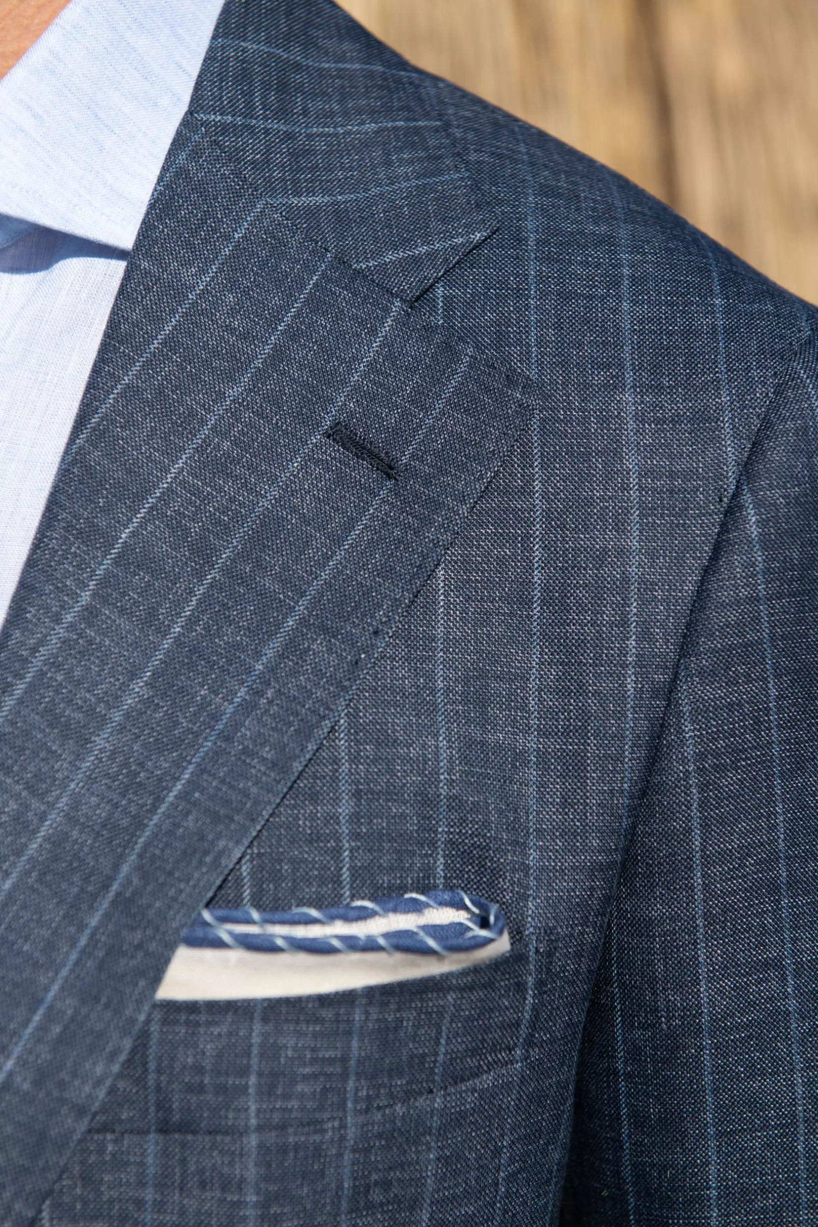 Shop Pini Parma Abito In Lana A Righe Denim - Made In Italy