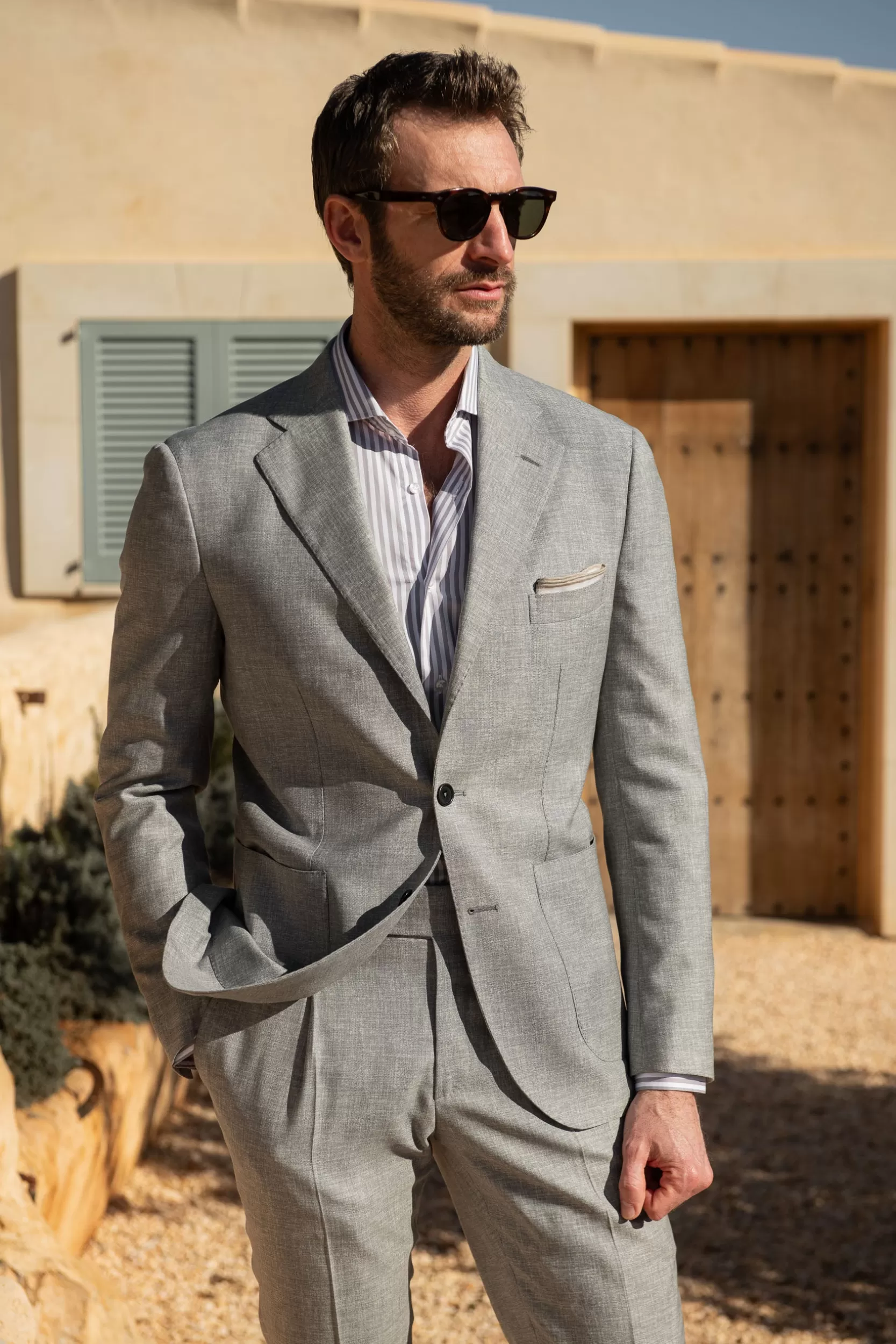 Fashion Pini Parma Abito In Lana Grigio Chiaro - Made In Italy