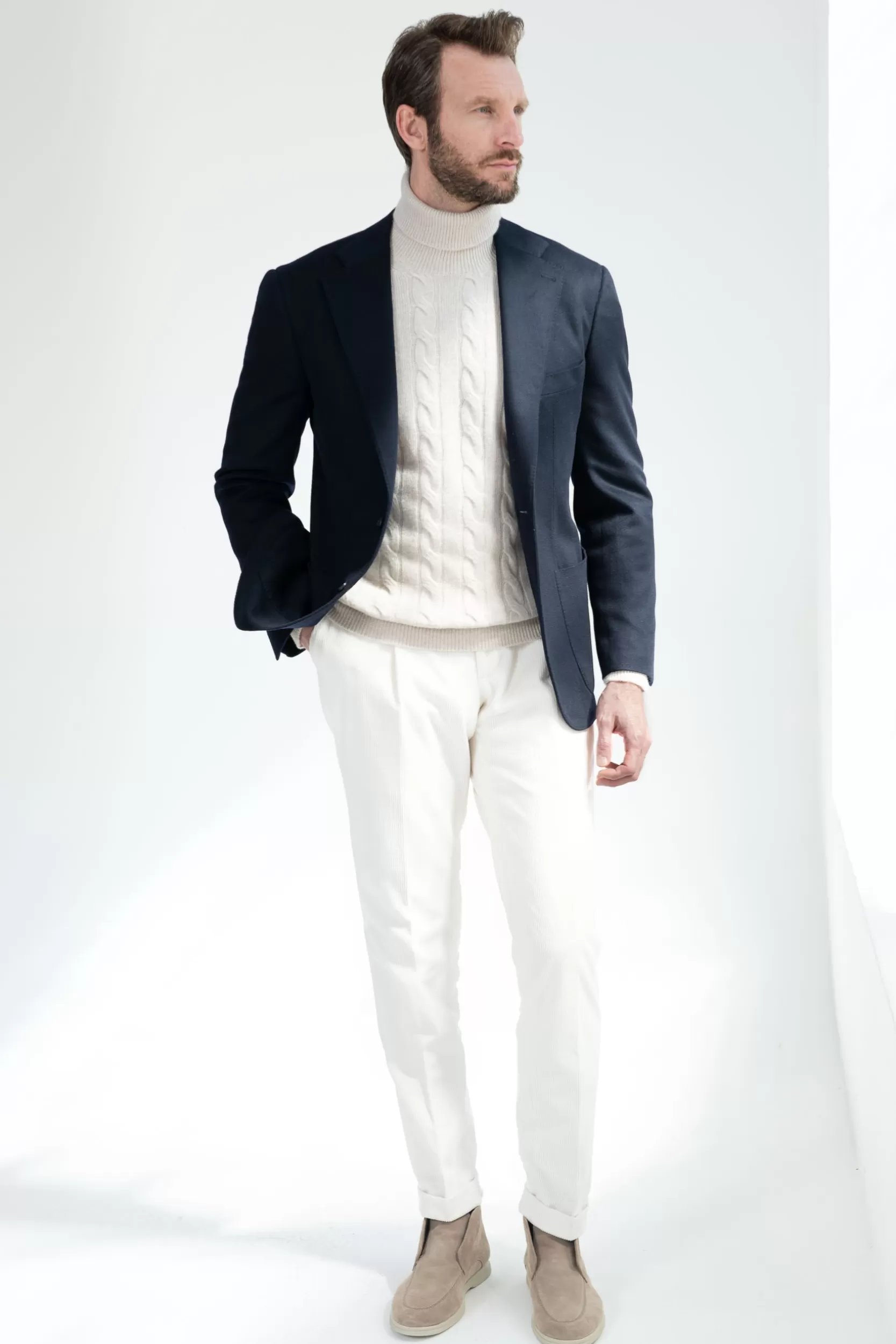 Fashion Pini Parma Blazer Blu In Cashmere Loro Piana - Made In Italy