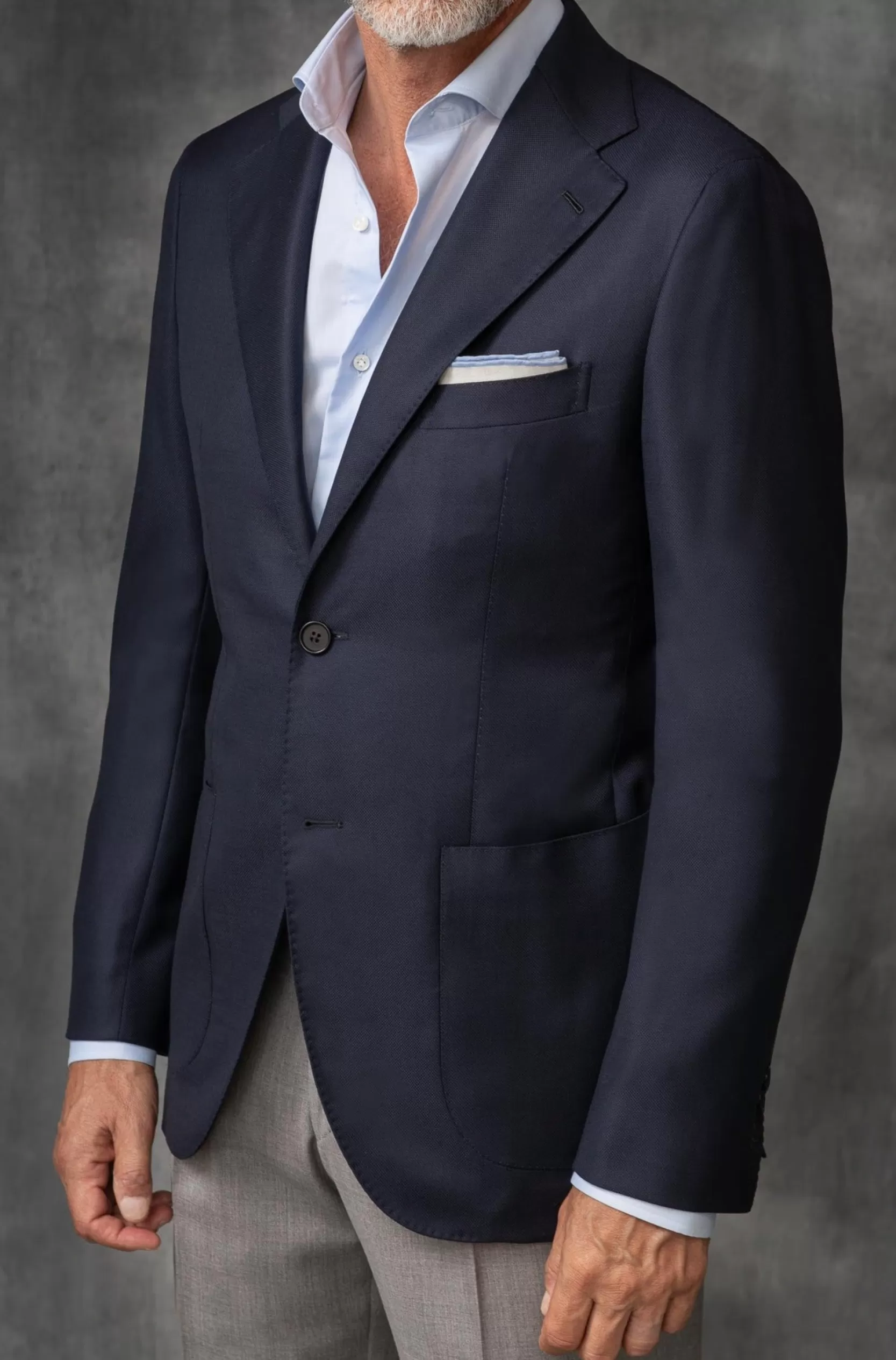 Sale Pini Parma Blazer Full Canvas Blu In Lana Loro Piana - Made In Italy