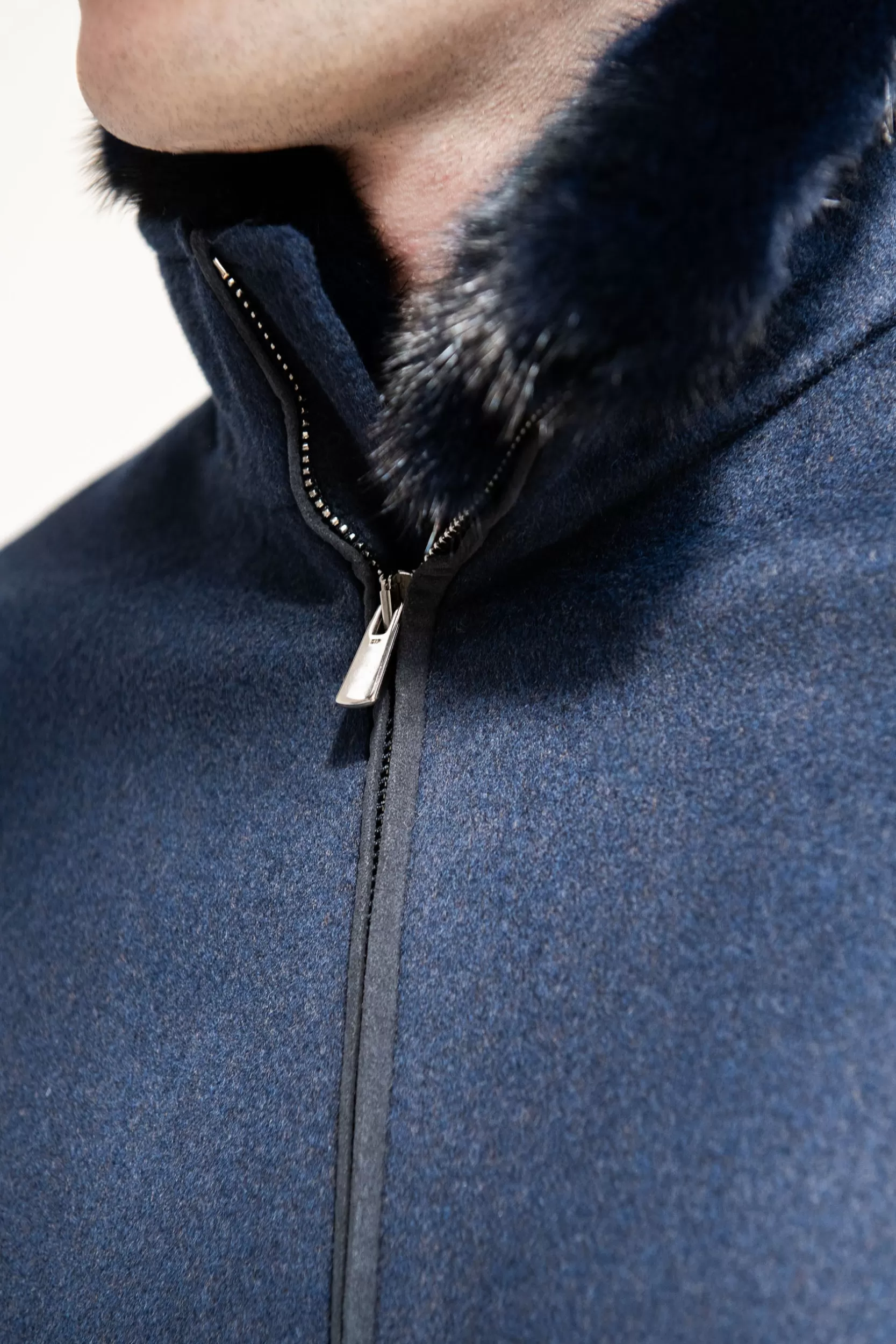 Best Sale Pini Parma Bomber Con Collo In Visone Removibile – Made In Italy Blu