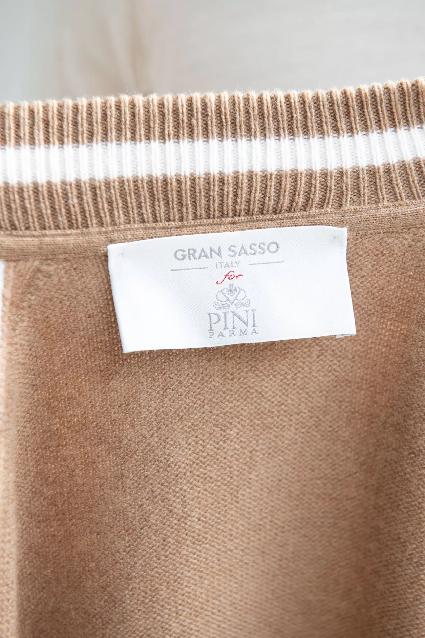 Flash Sale Pini Parma Bomber College Lavorato A Maglia - Made In Italy Beige