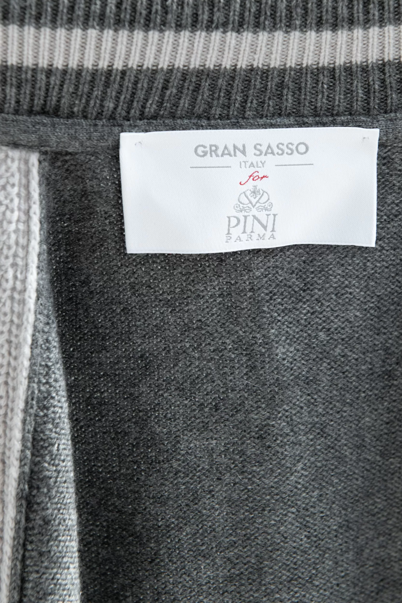 Store Pini Parma Bomber College Lavorato A Maglia - Made In Italy Grigio