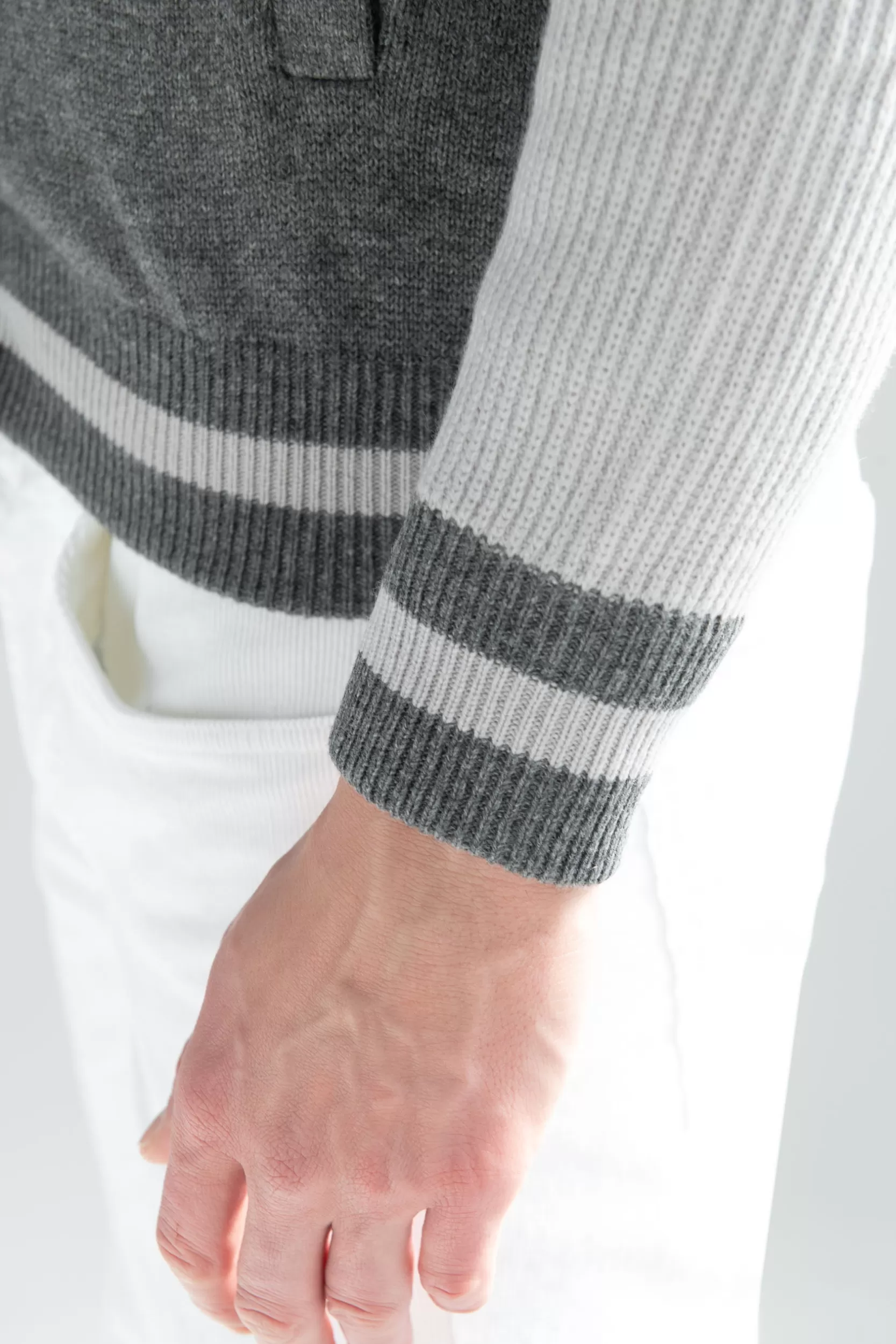Store Pini Parma Bomber College Lavorato A Maglia - Made In Italy Grigio