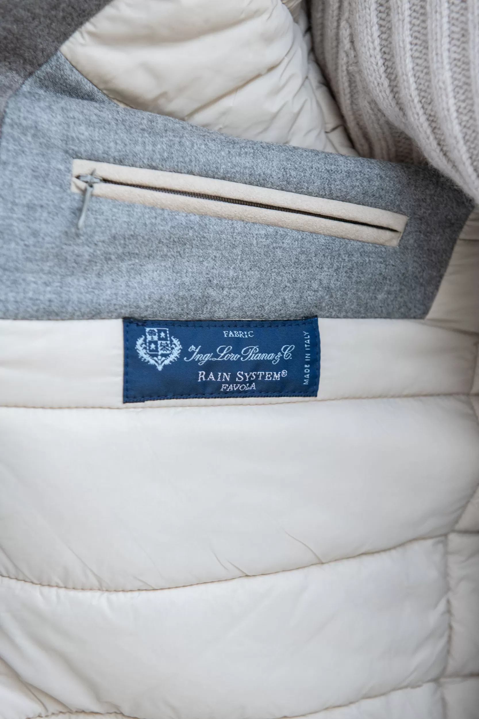 Sale Pini Parma Bomber Imbottito Color Tortora In Lana E Cashmere Loro Piana – Made In Italy
