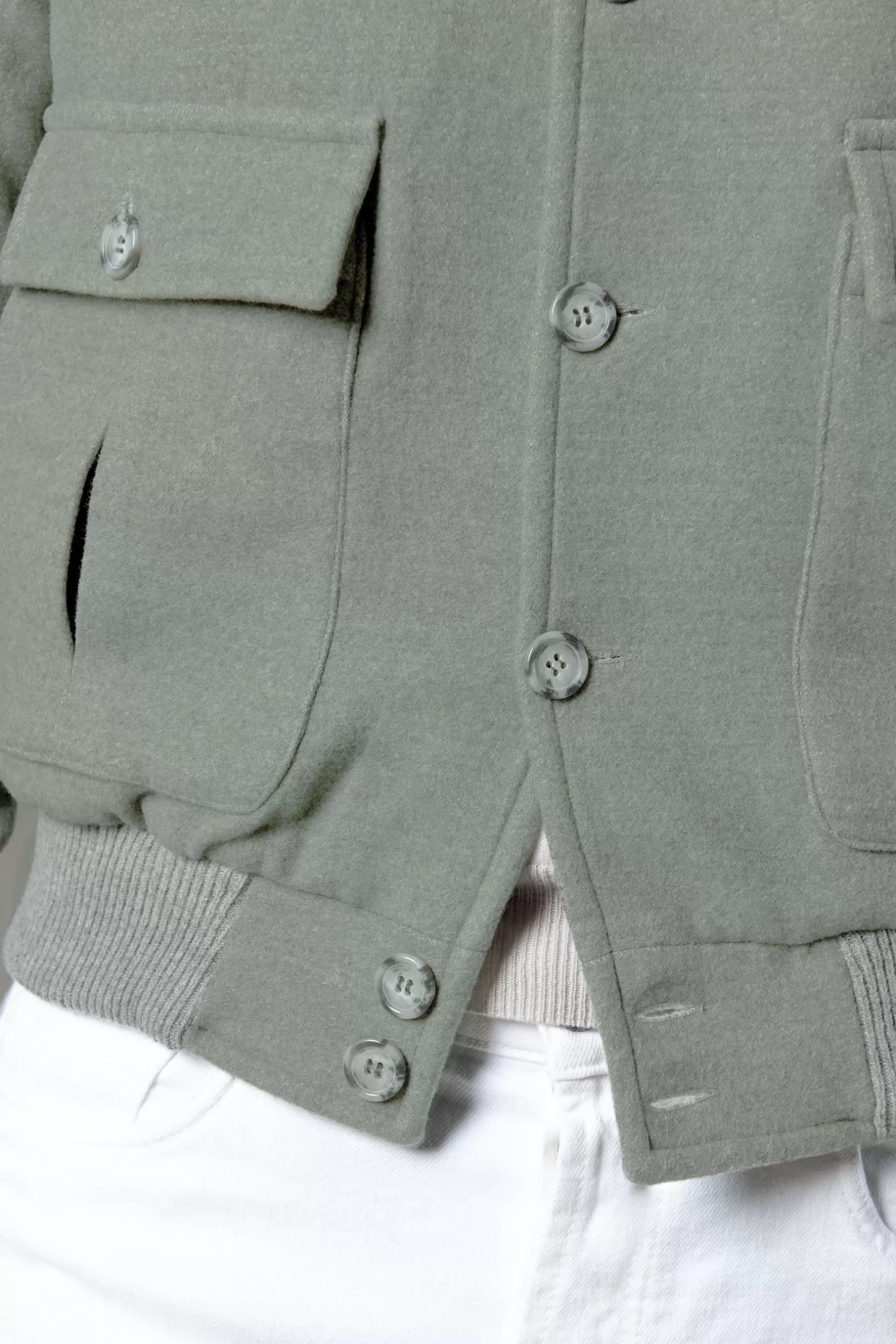 Shop Pini Parma Bomber In Flanella Di Lana Super 180's – Made In Italy Salvia