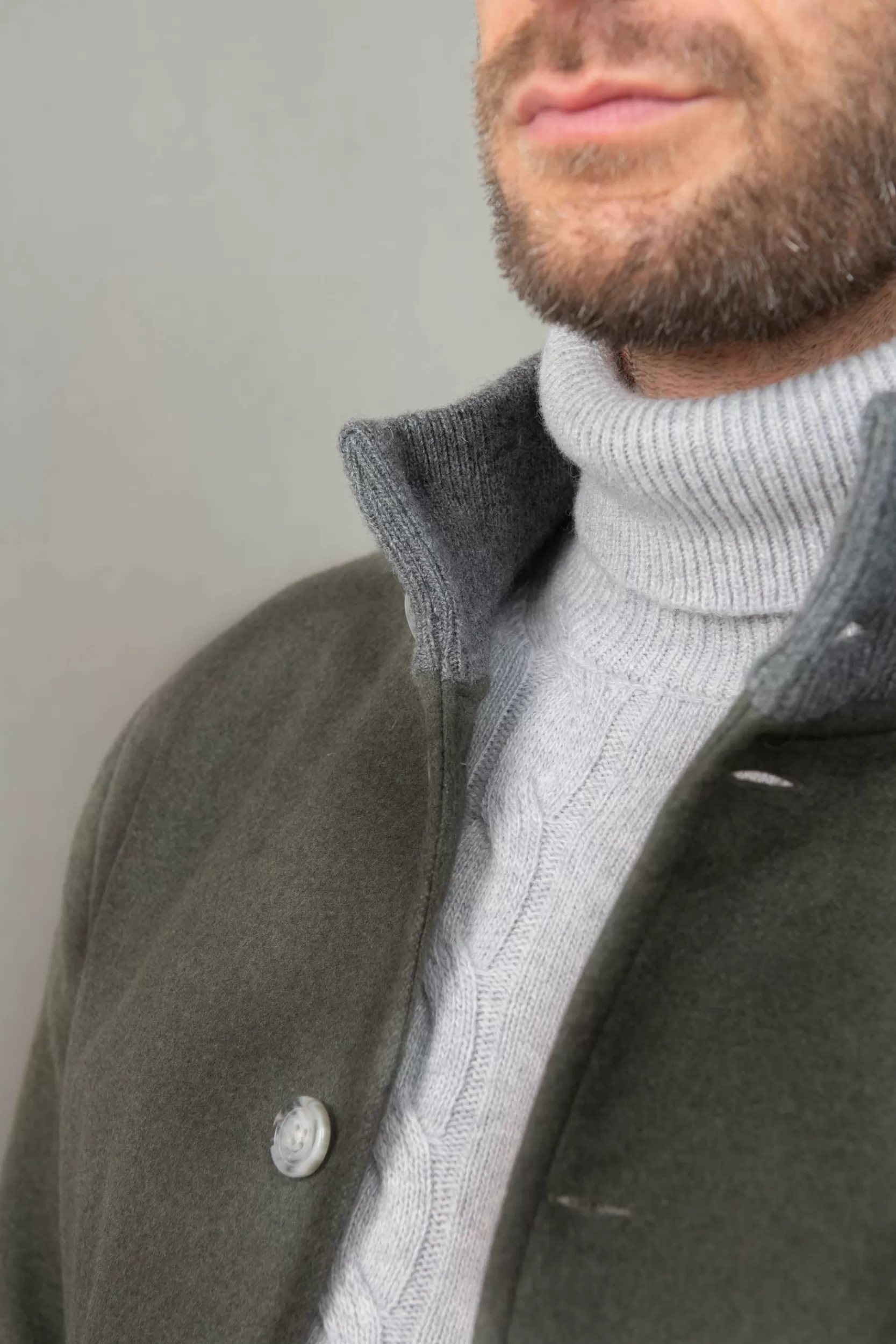 Fashion Pini Parma Bomber In Flanella Di Lana Super 180's – Made In Italy Verde