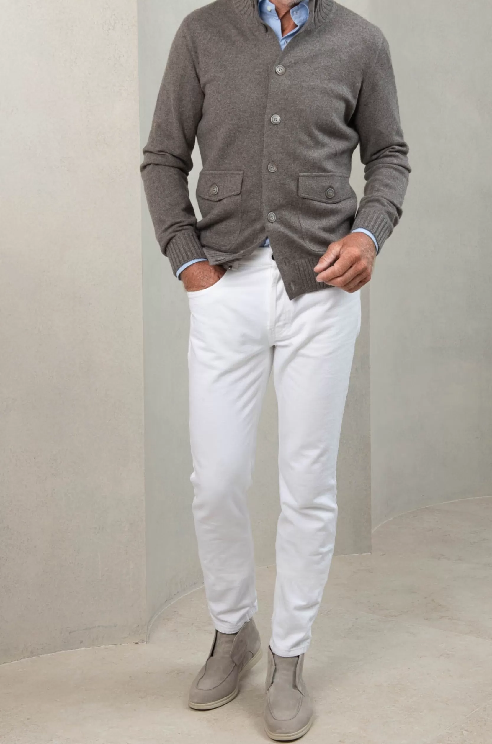 Store Pini Parma Bomber In Maglia Di Cashmere Color Tortora – Made In Italy Talpa