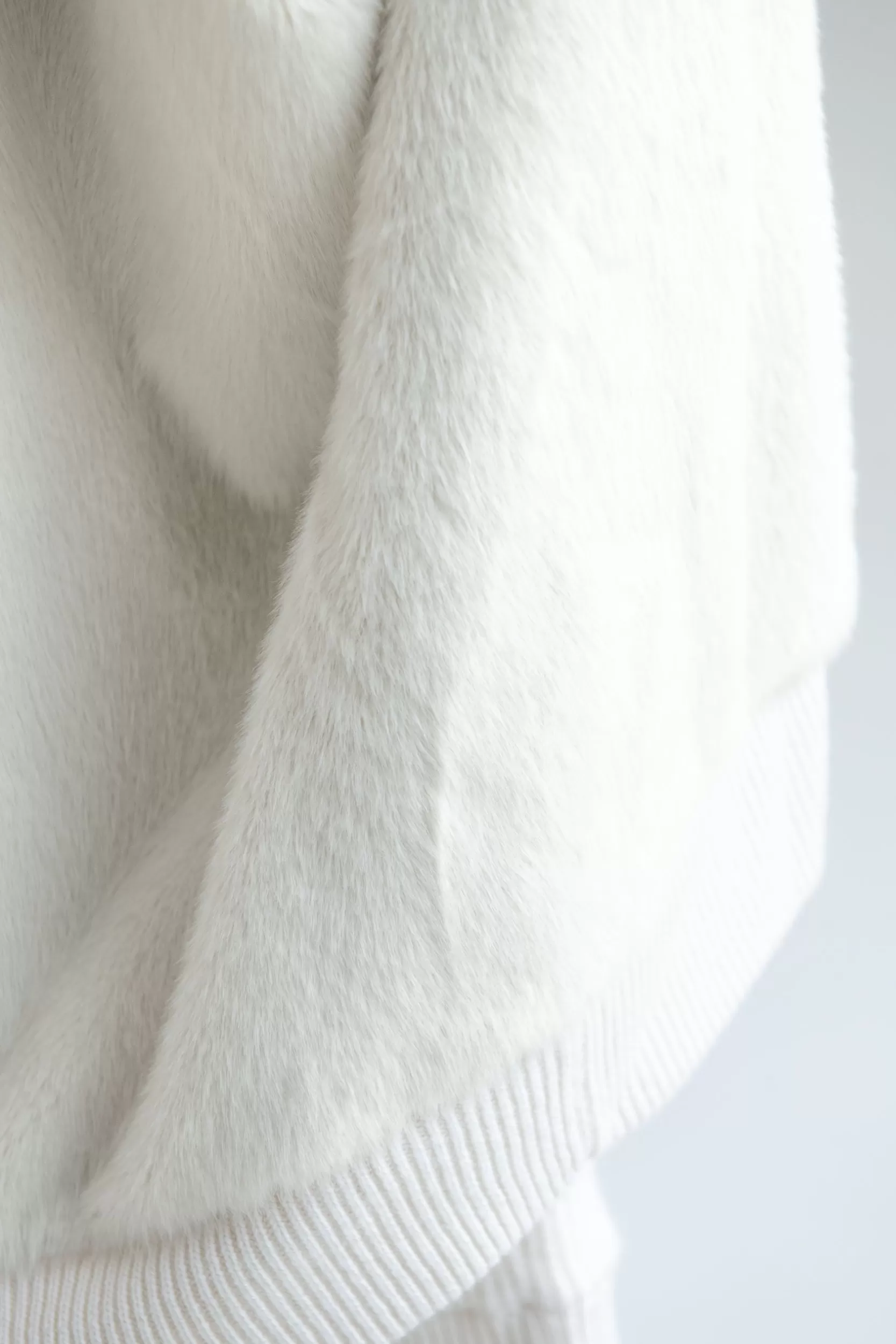 New Pini Parma Bomber In Maglia Di Cashmere Off-white Sporco Con Pelliccia - Made In Italy