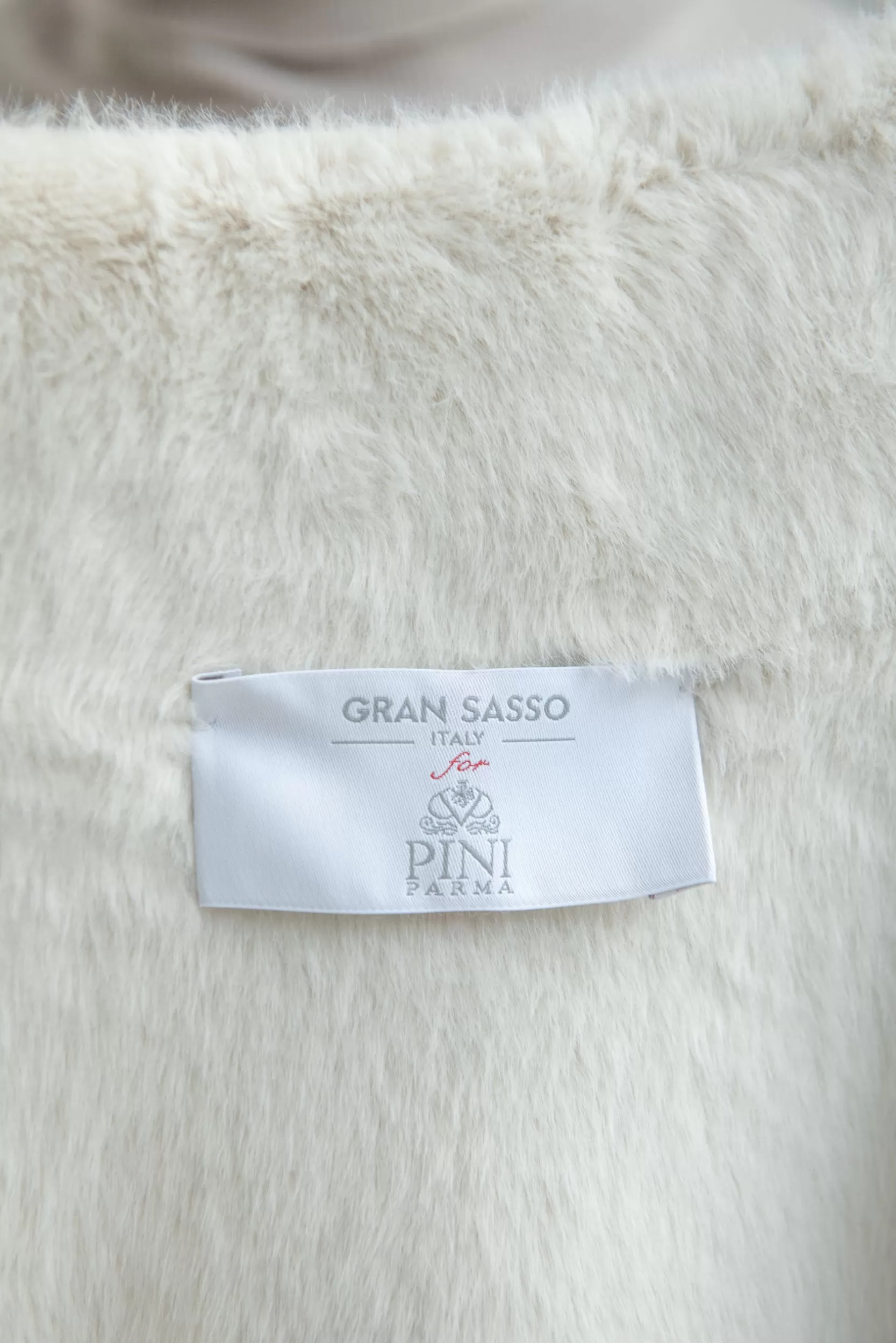 New Pini Parma Bomber In Maglia Di Cashmere Off-white Sporco Con Pelliccia - Made In Italy