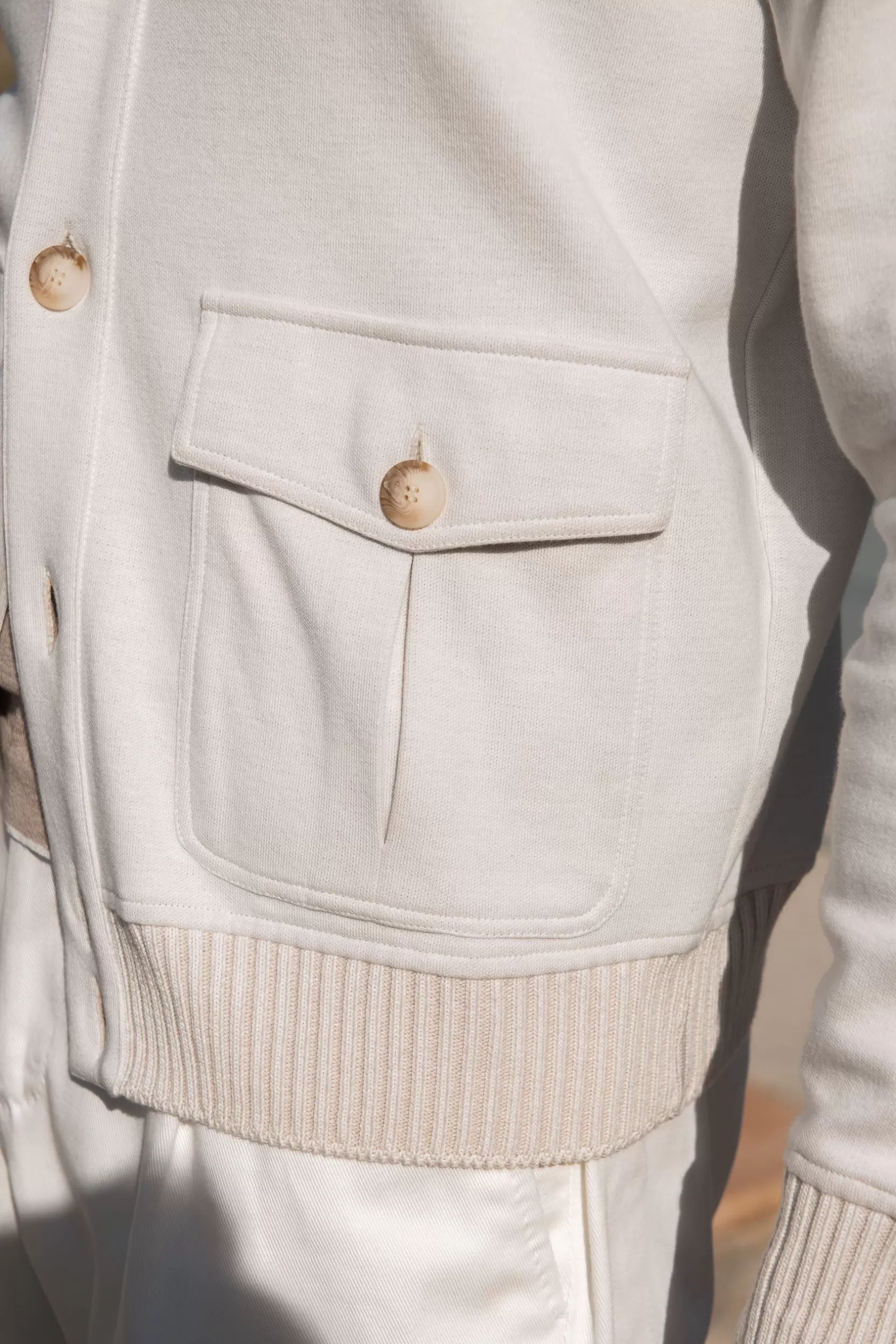 Cheap Pini Parma Bomber In Maglia Di Cotone Stone – Made In Italy Bianco