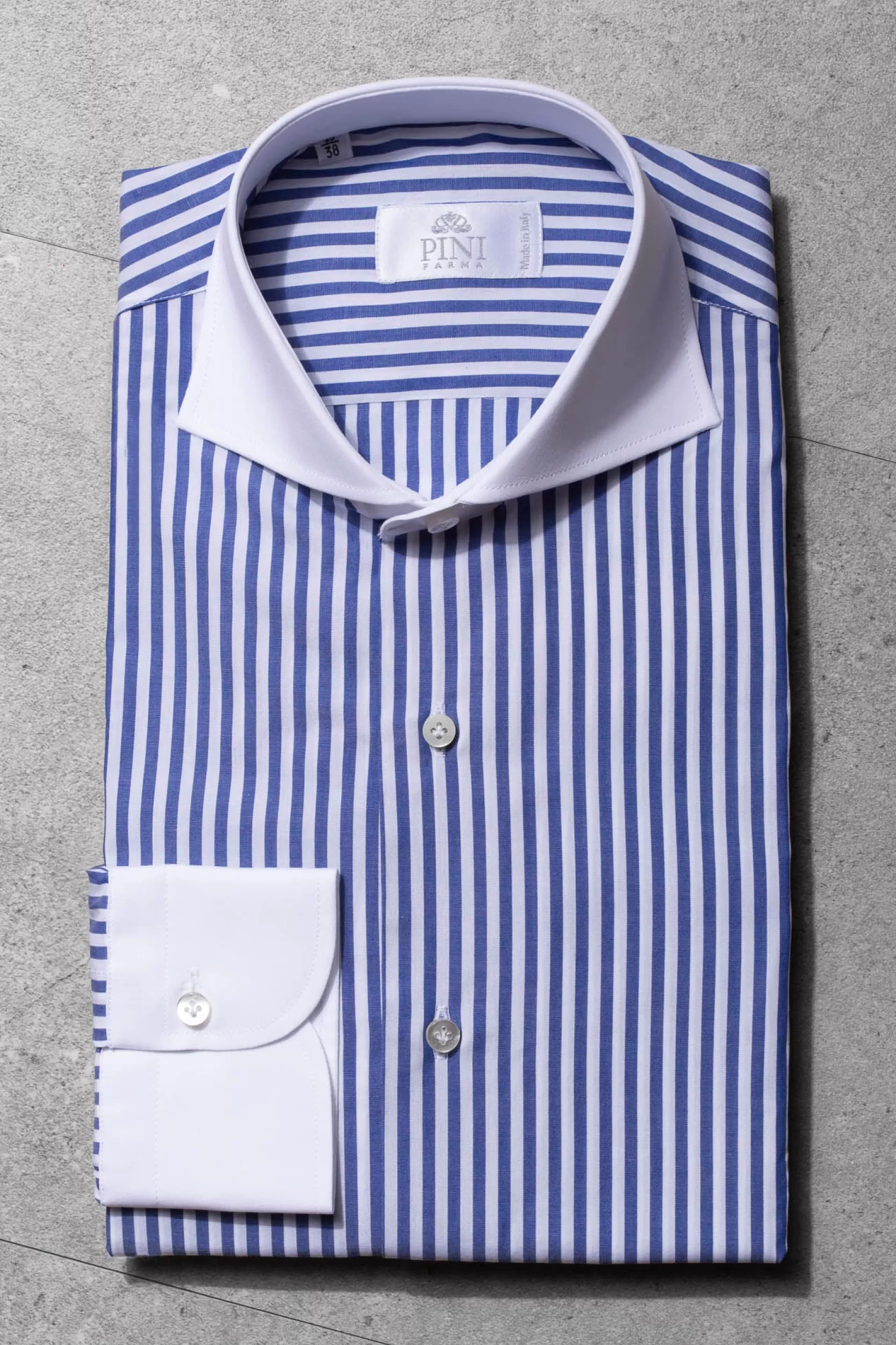 Cheap Pini Parma Camicia A Righe Blu Con Colletto Bianco Limited Edition - Made In Italy