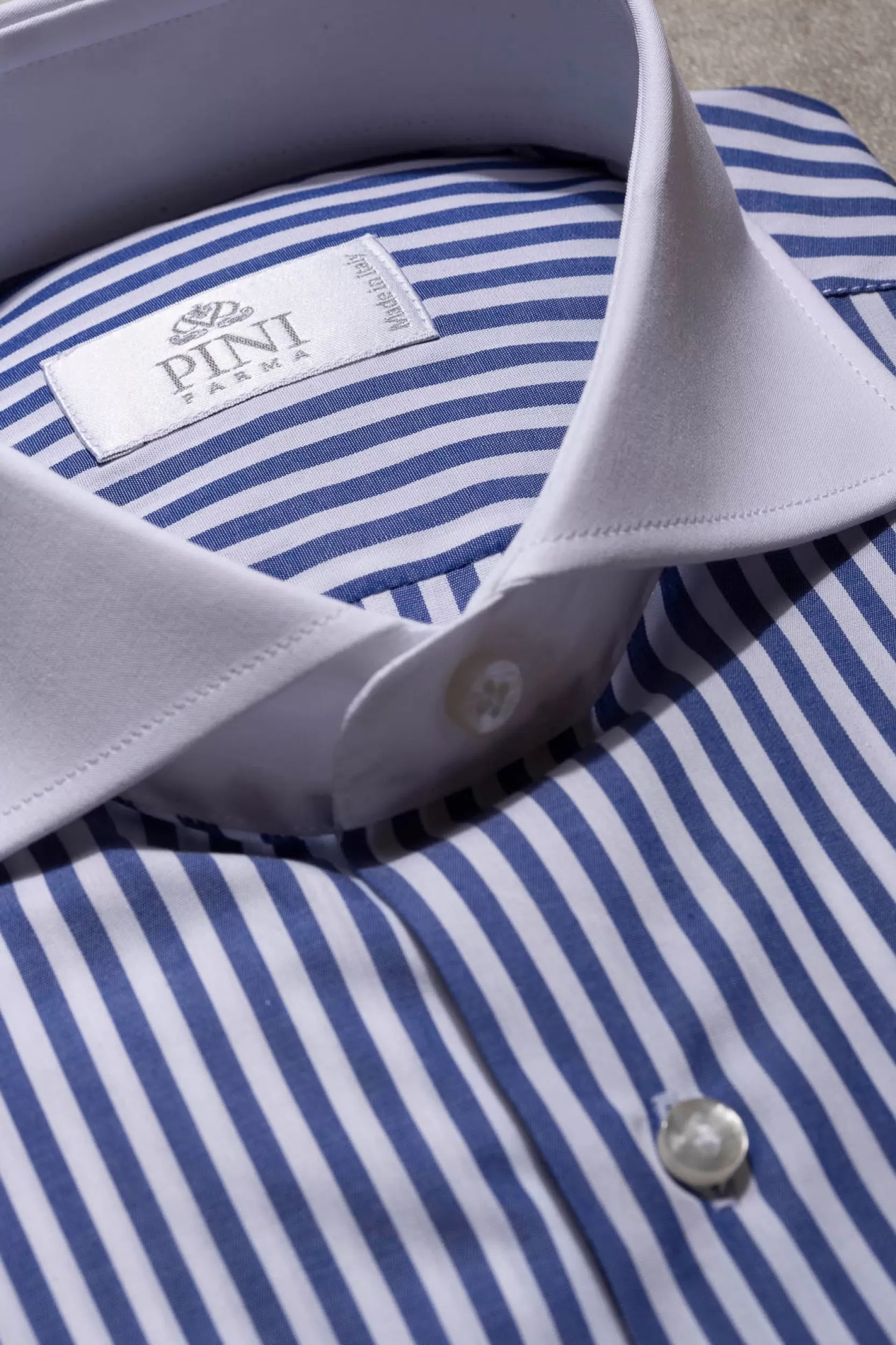 Cheap Pini Parma Camicia A Righe Blu Con Colletto Bianco Limited Edition - Made In Italy