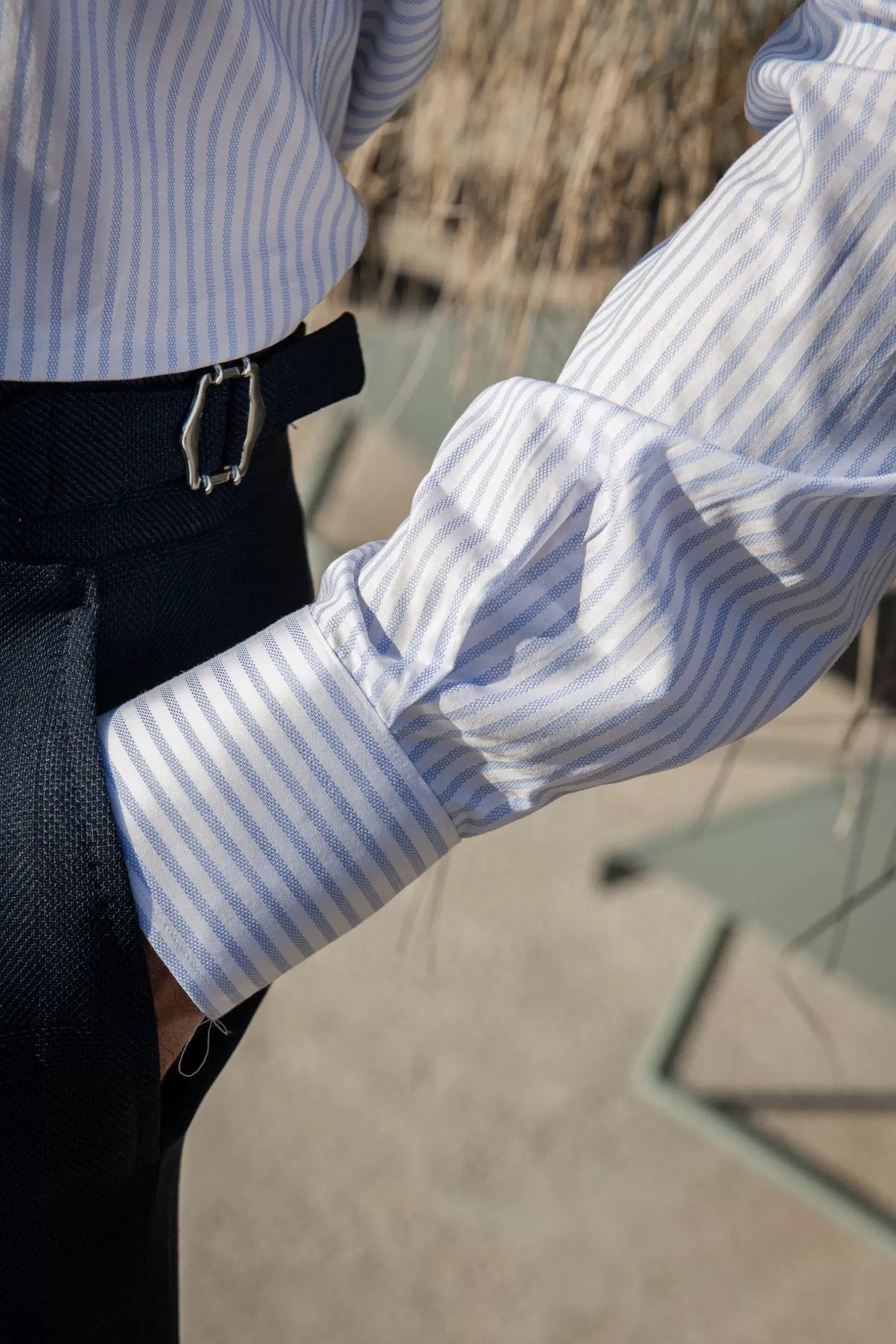 New Pini Parma Camicia A Righe Morbide Azzurre - Made In Italy