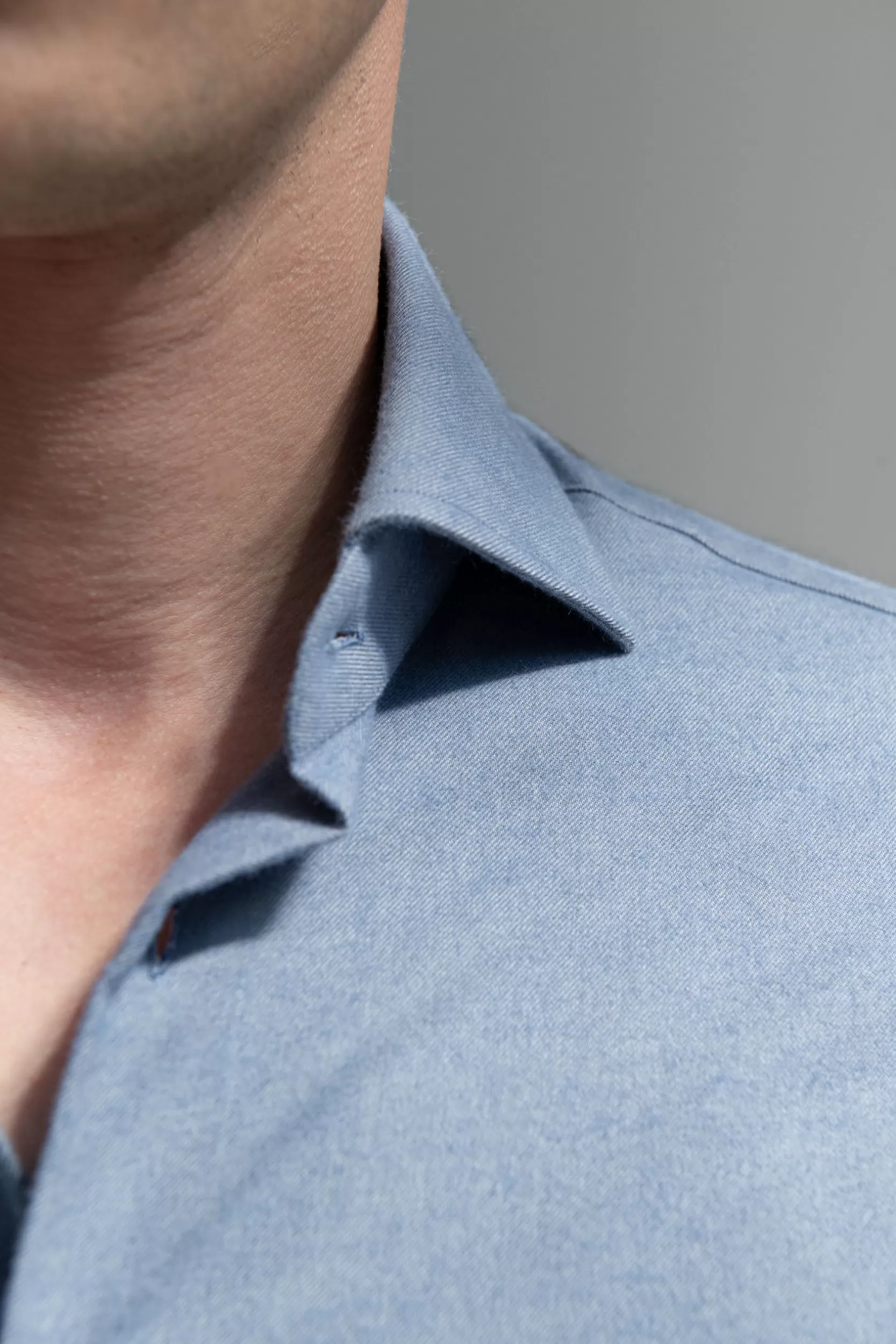 Best Pini Parma Camicia Avio Warm Touch - Made In Italy Blue Avio