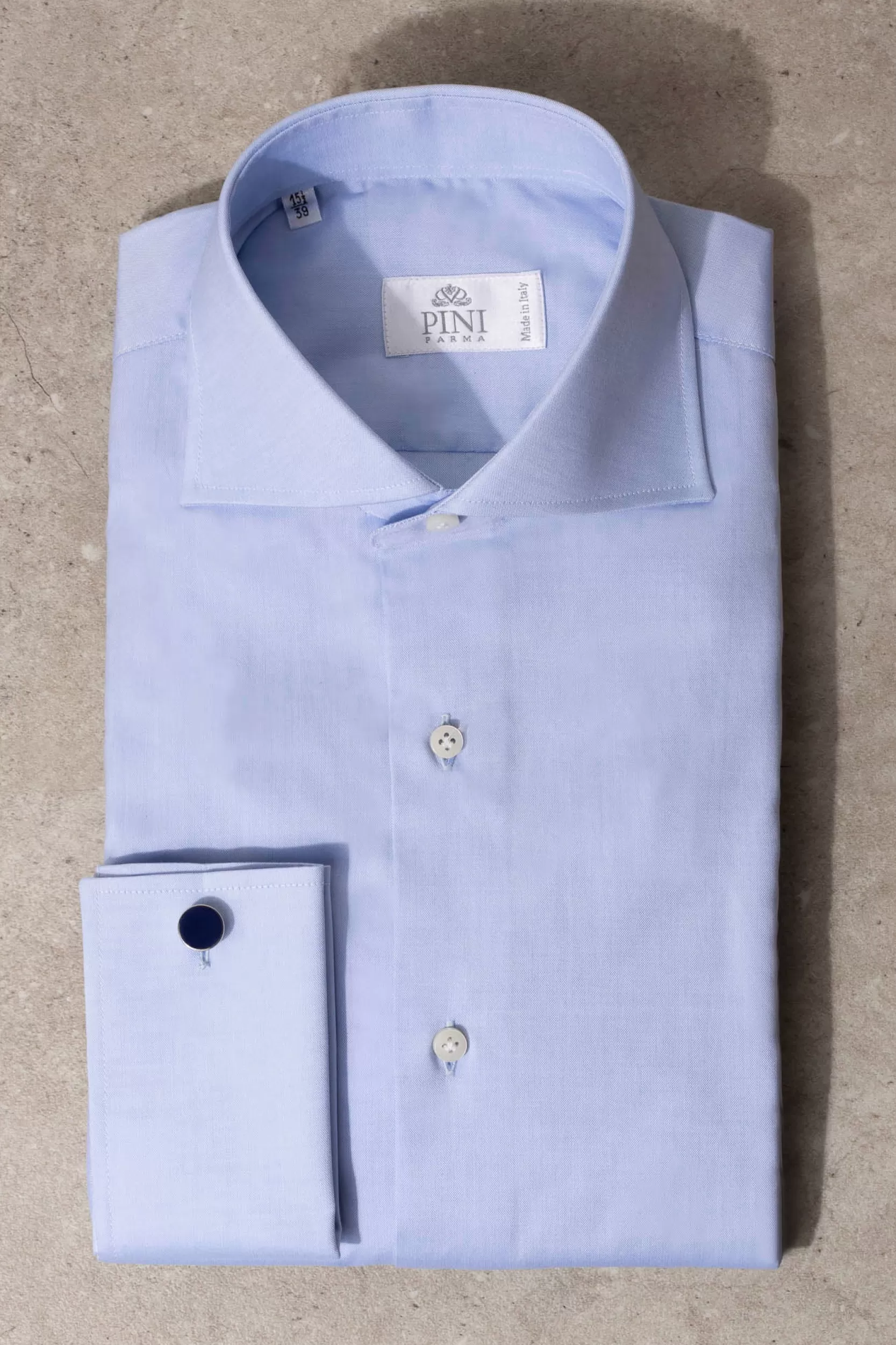 Fashion Pini Parma Camicia Azzurra Con Doppio Polsino - Made In Italy Azzurro