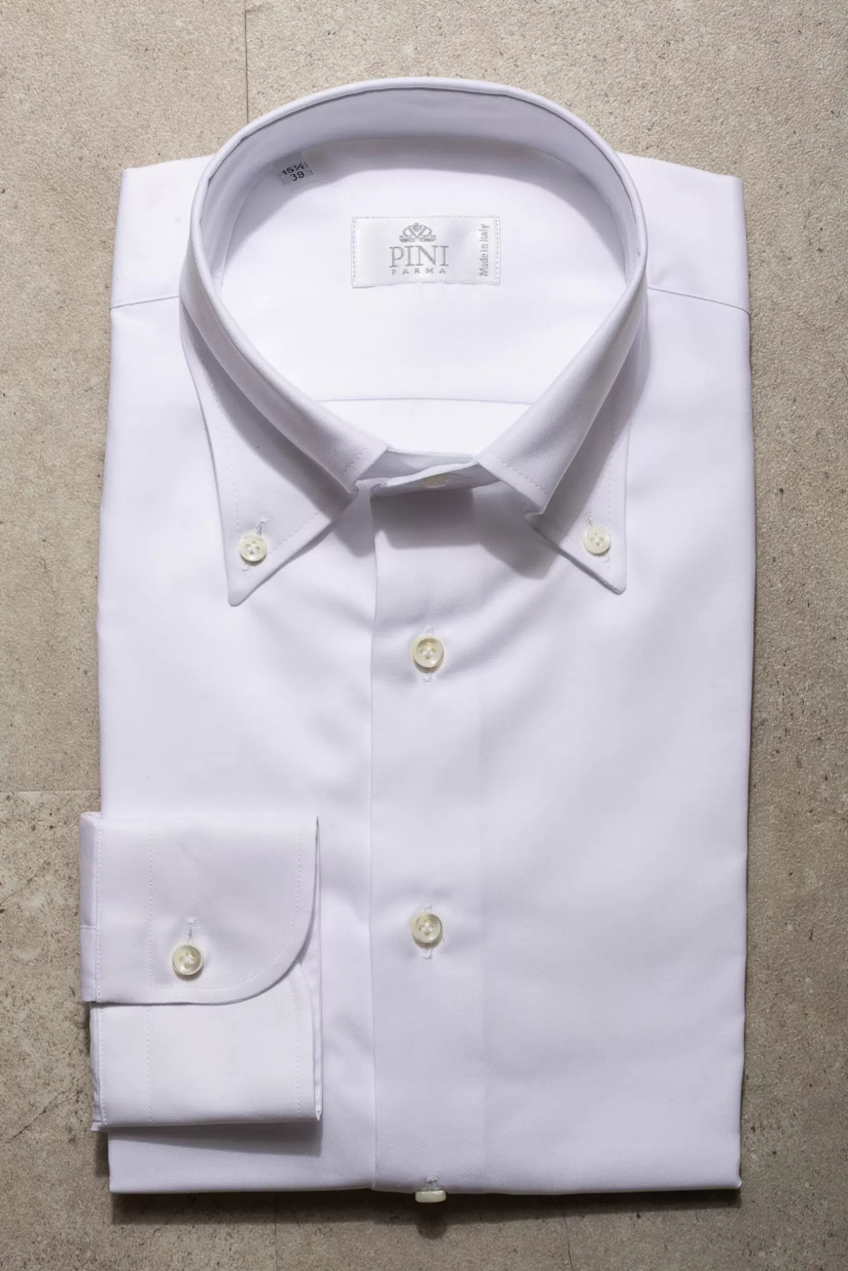 New Pini Parma Camicia Bianca Button Down “collezione Sartoriale”- Made In Italy Bianco
