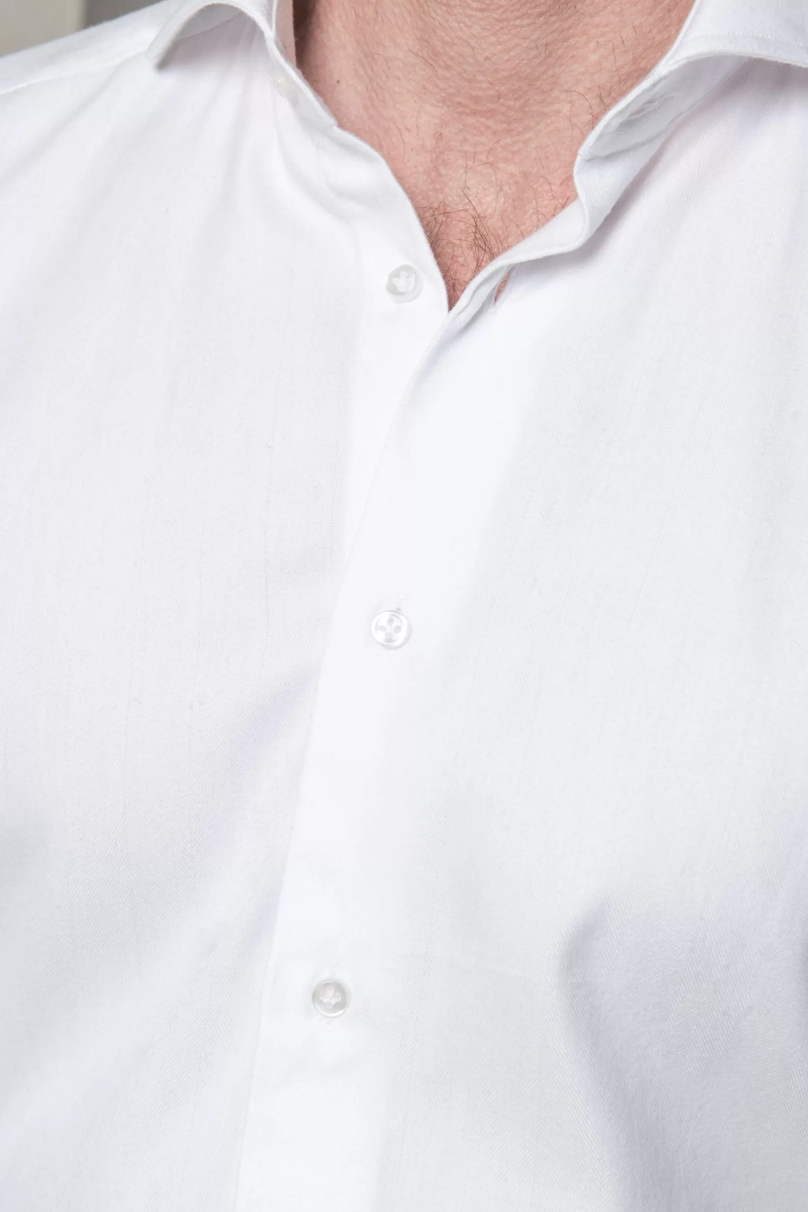 Discount Pini Parma Camicia Bianca In Cotone Spigato E Tencel™ - Made In Italy Bianco