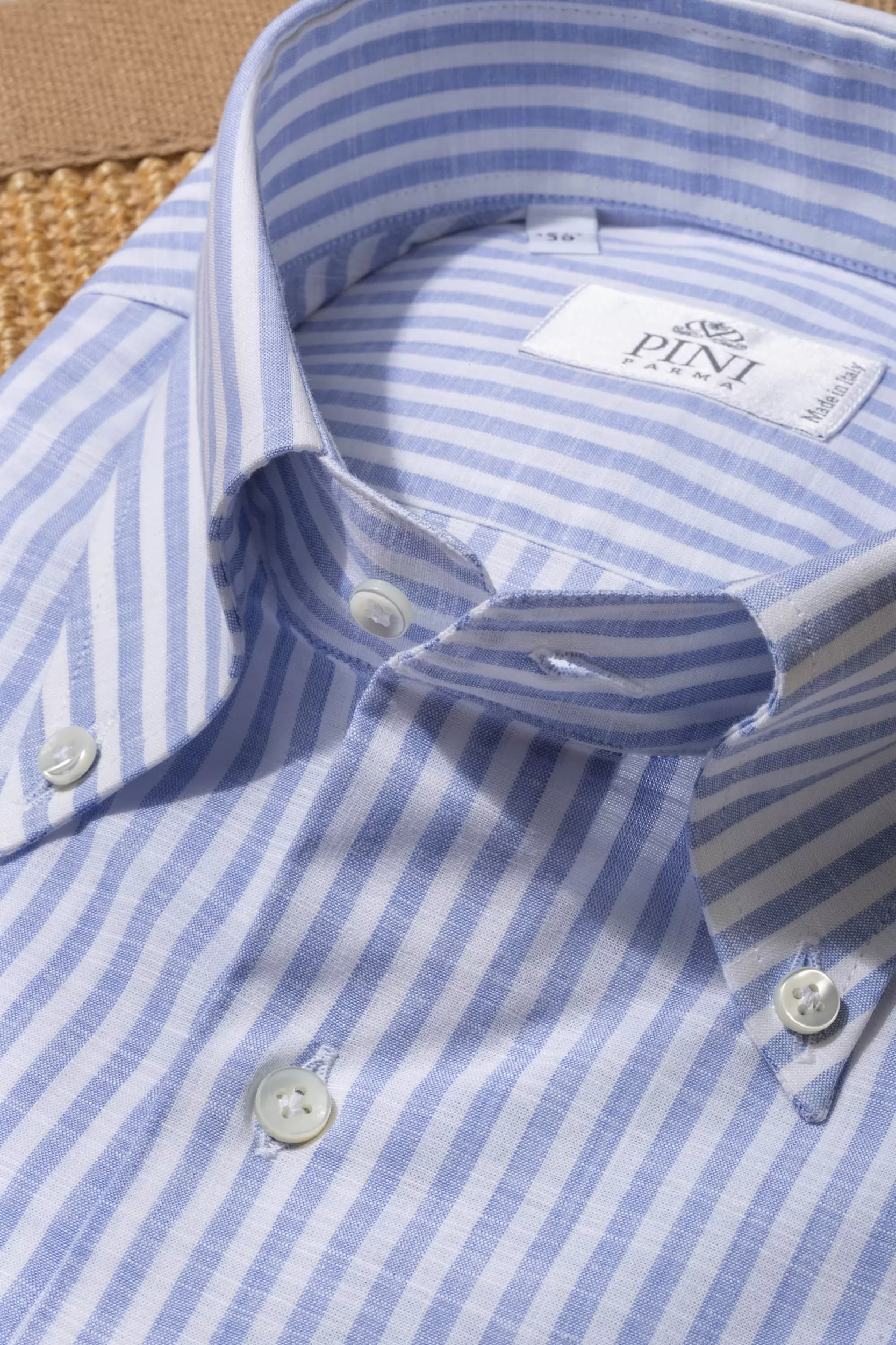 Best Sale Pini Parma Camicia Button Down A Righe Azzurre “collezione Sartoriale”- Made In Italy