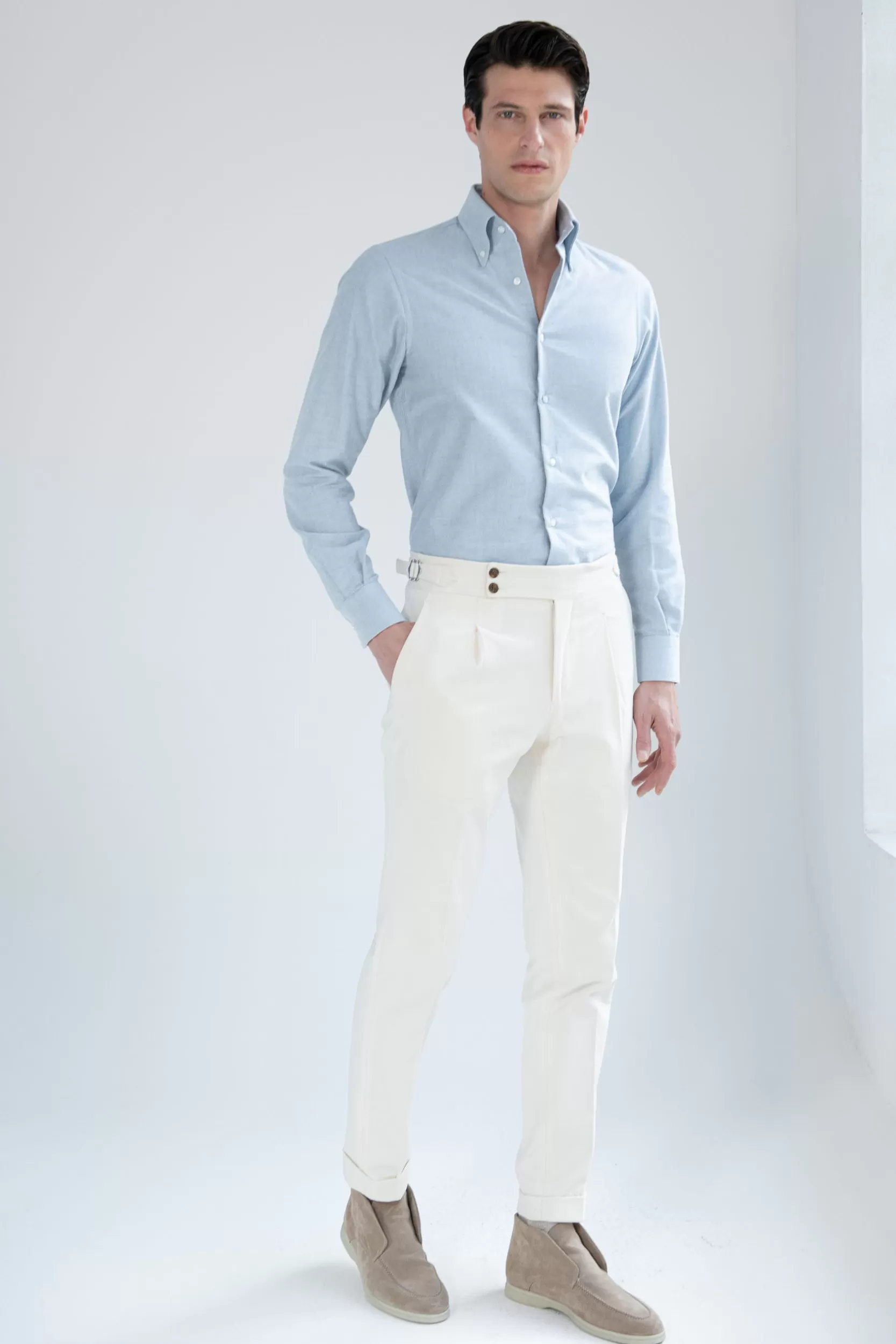 Best Sale Pini Parma Camicia Button Down In Morbida Oxford - Made In Italy Verde Acqua