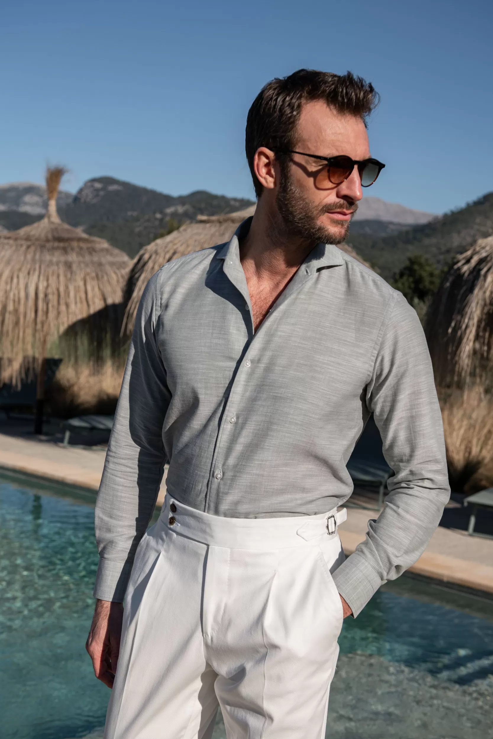 Flash Sale Pini Parma Camicia In Cotone Chambray - Made In Italy Verde