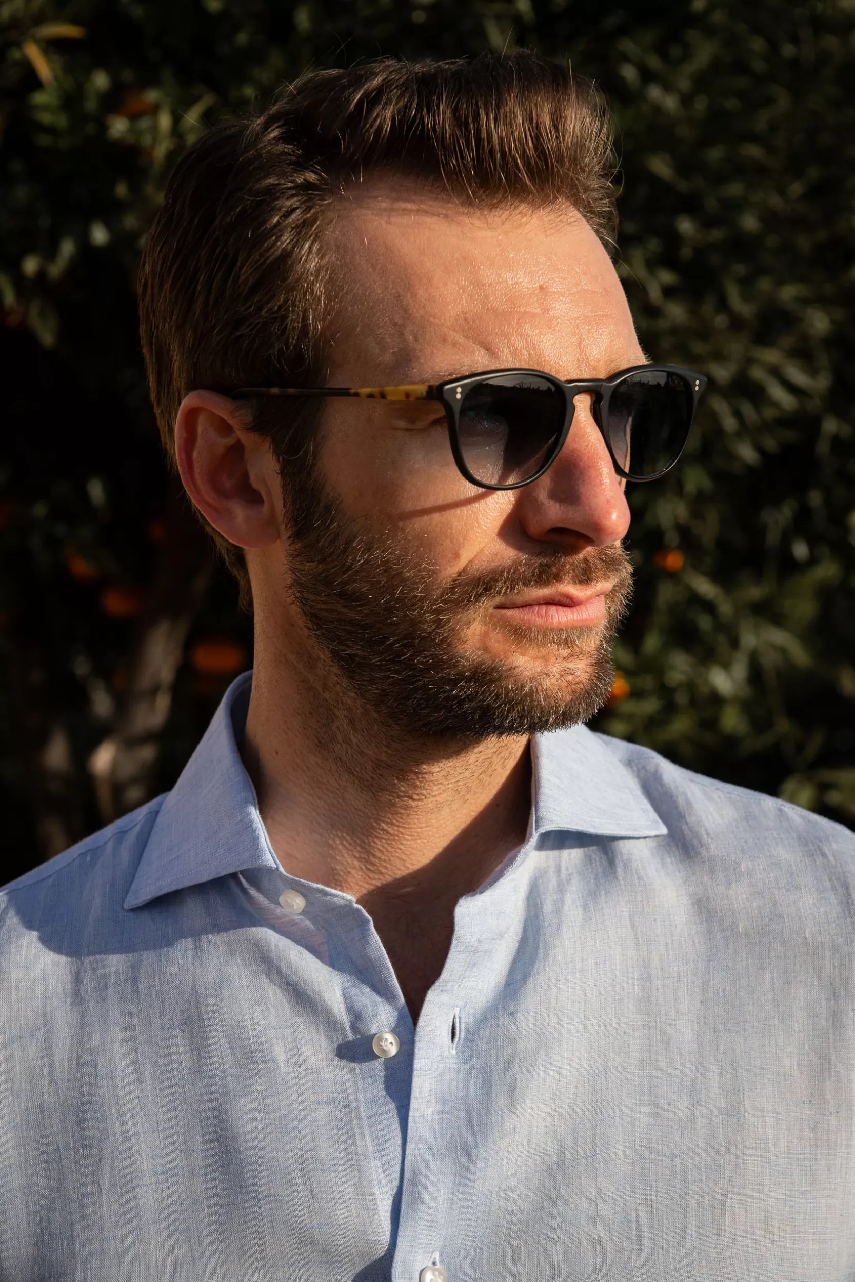 Store Pini Parma Camicia In Lino Azzurro - Made In Italy