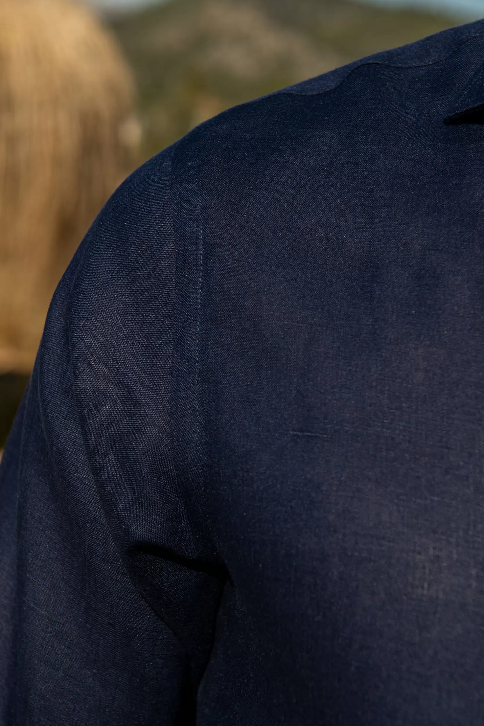 Best Pini Parma Camicia In Lino - Made In Italy Blu