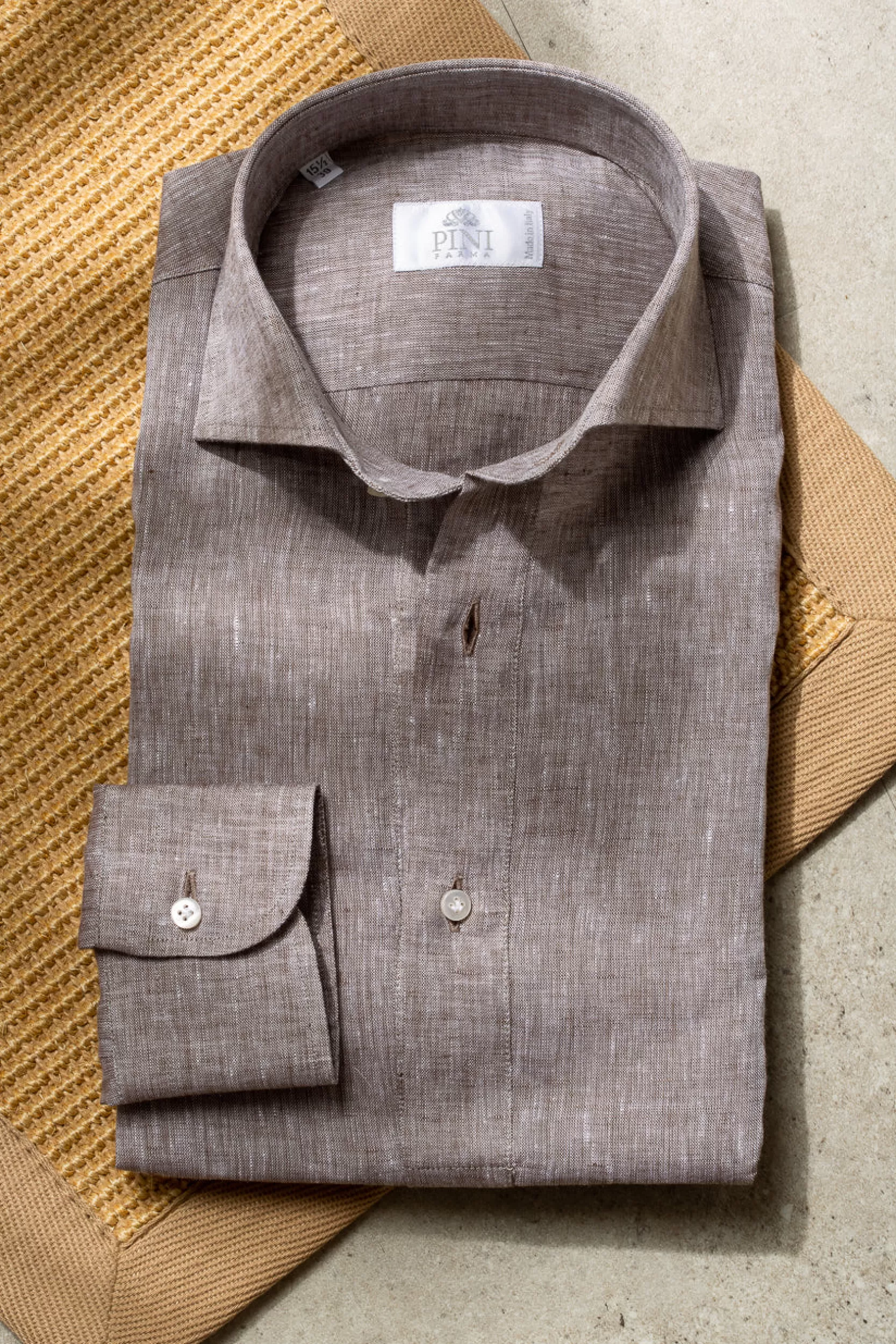Best Sale Pini Parma Camicia In Lino Desert - Made In Italy