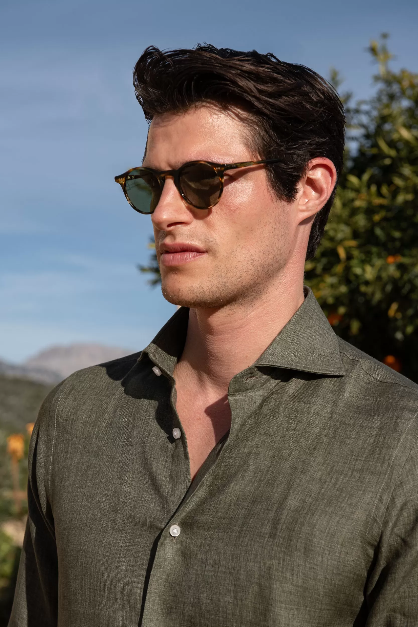 Best Sale Pini Parma Camicia In Lino Verde - Made In Italy