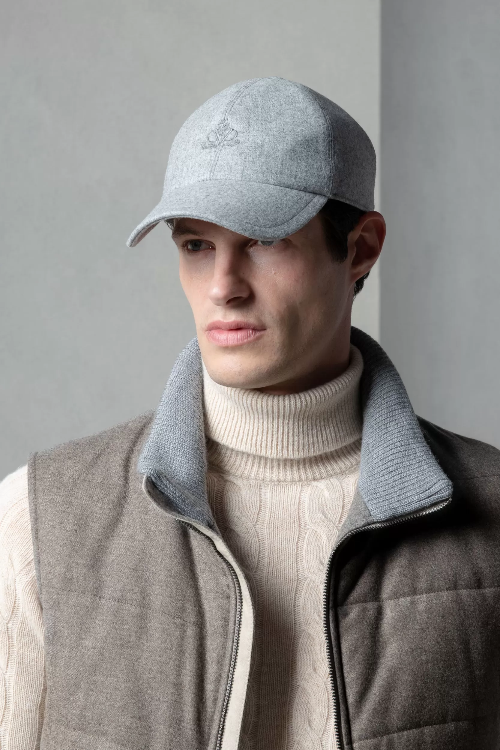 Store Pini Parma Cappellino Da Baseball In Flanella Grigia - Made In Italy Grigio