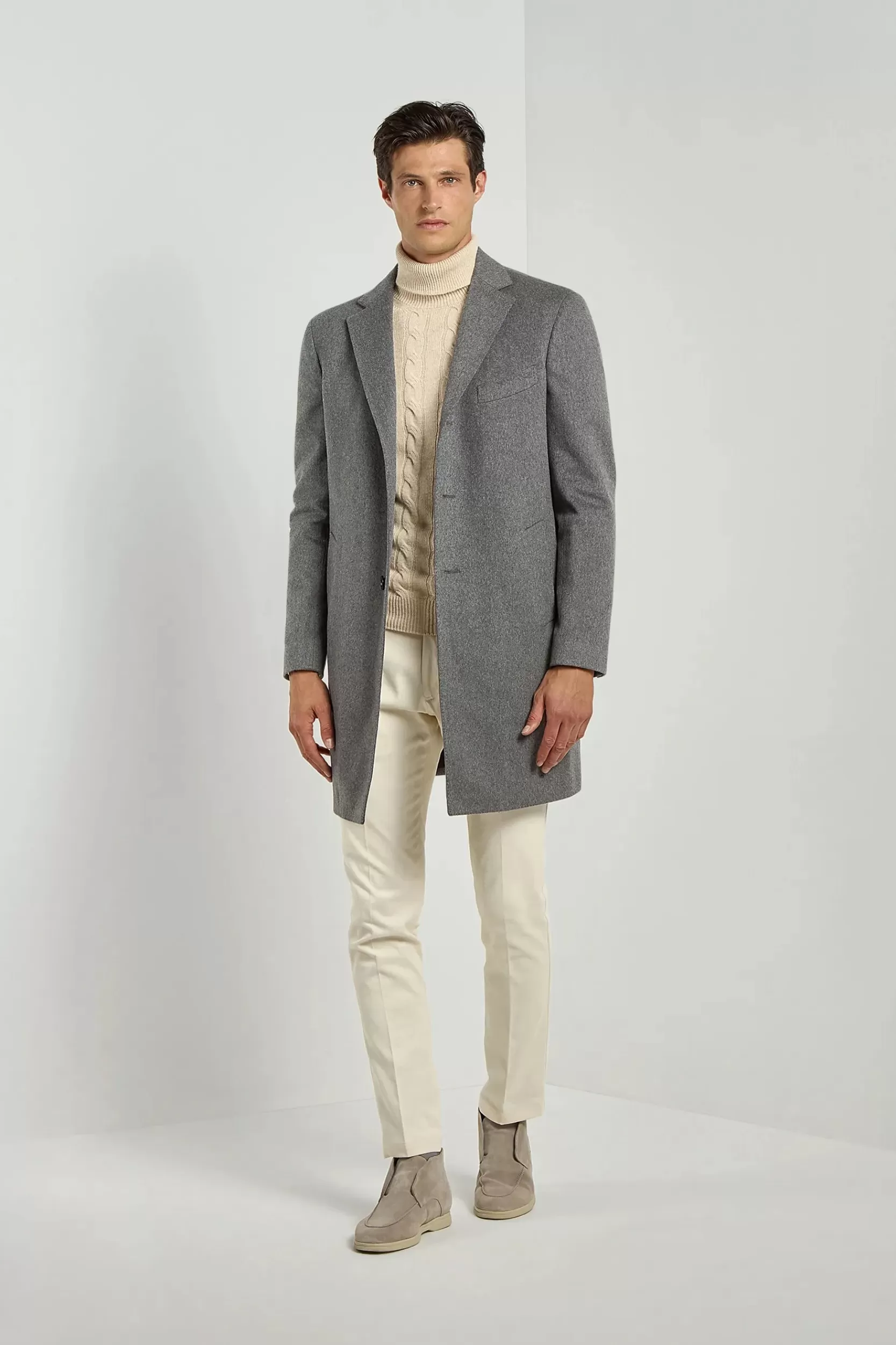 Online Pini Parma Cappotto In Lana Loro Piana – Made In Italy Grigio