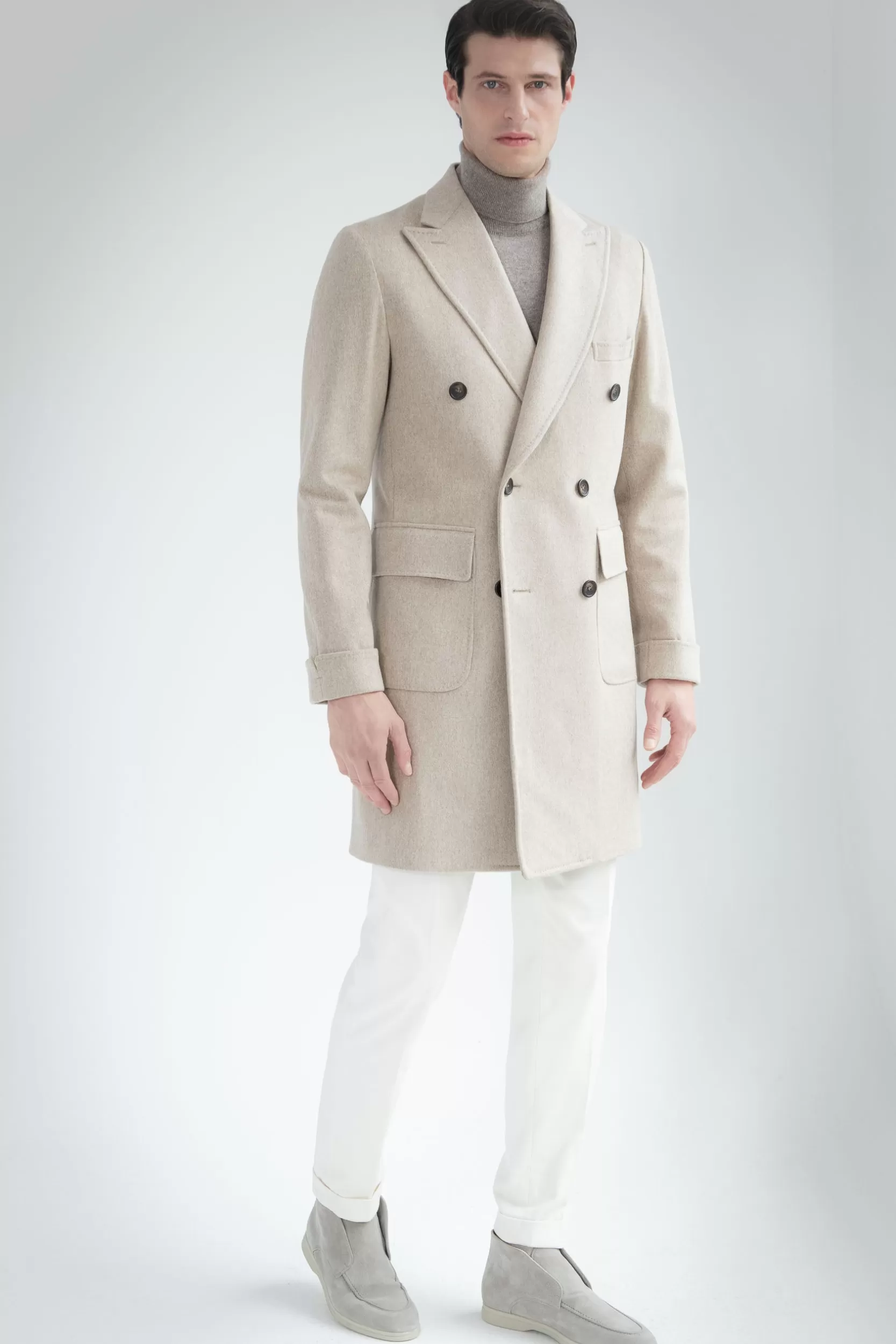 Discount Pini Parma Cappotto Polo In Lana Loro Piana – Made In Italy Beige