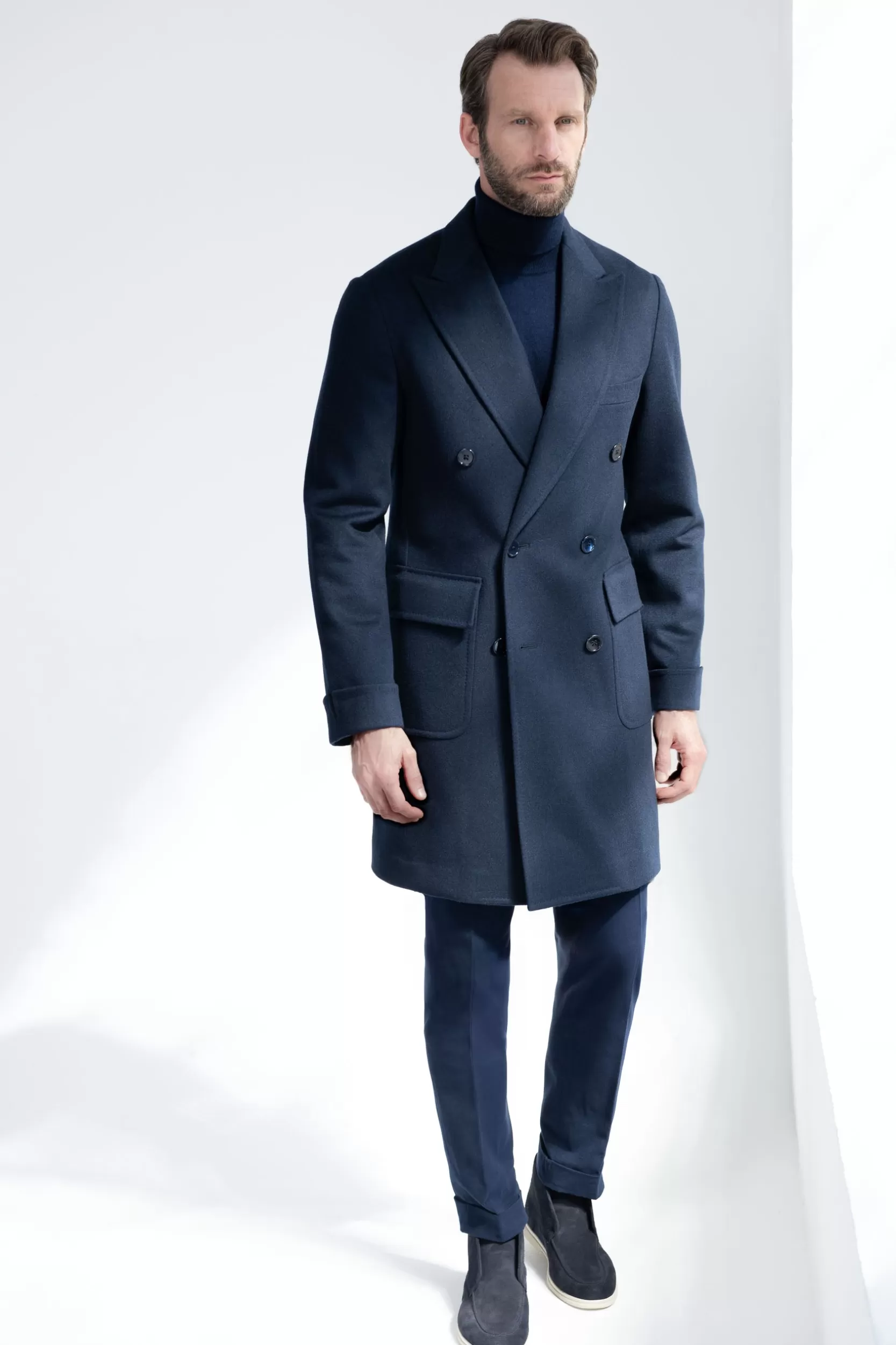Fashion Pini Parma Cappotto Polo In Lana Loro Piana – Made In Italy Blu