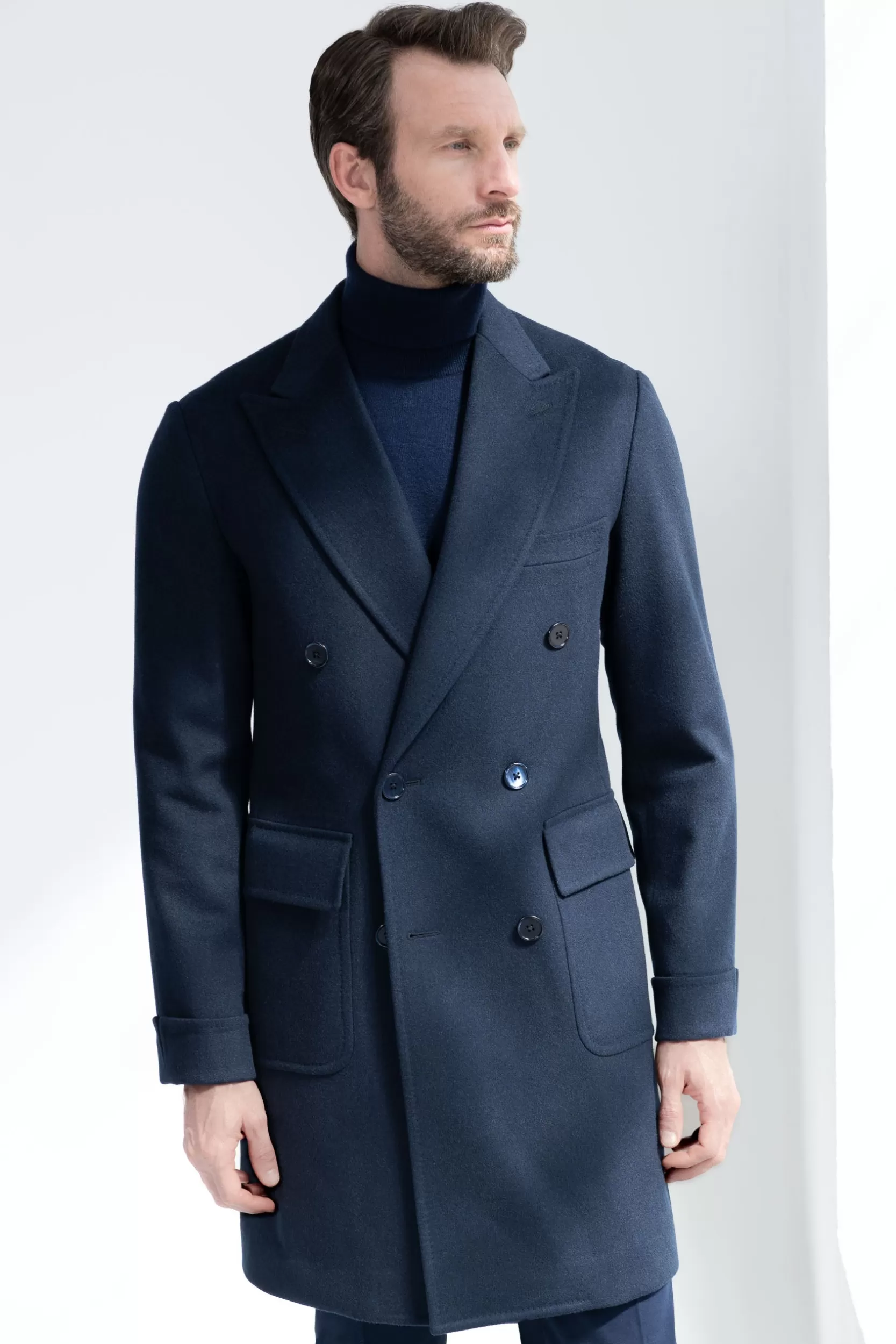 Fashion Pini Parma Cappotto Polo In Lana Loro Piana – Made In Italy Blu