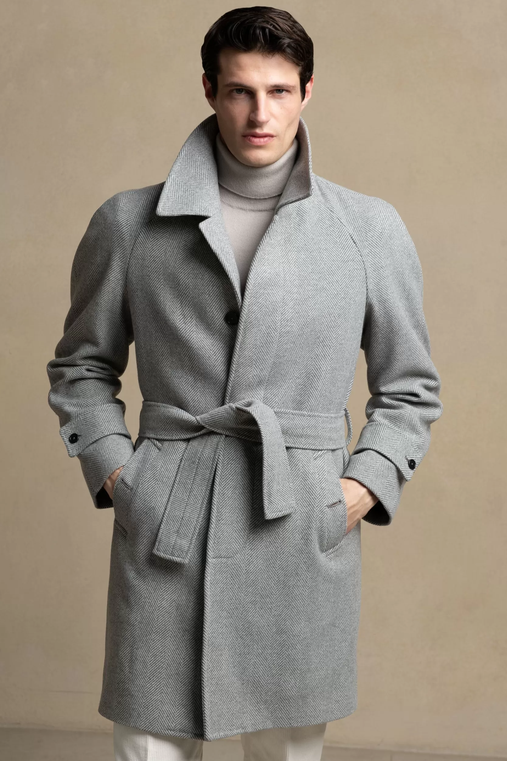Discount Pini Parma Cappotto Raglan Grigio Spinato – Made In Italy