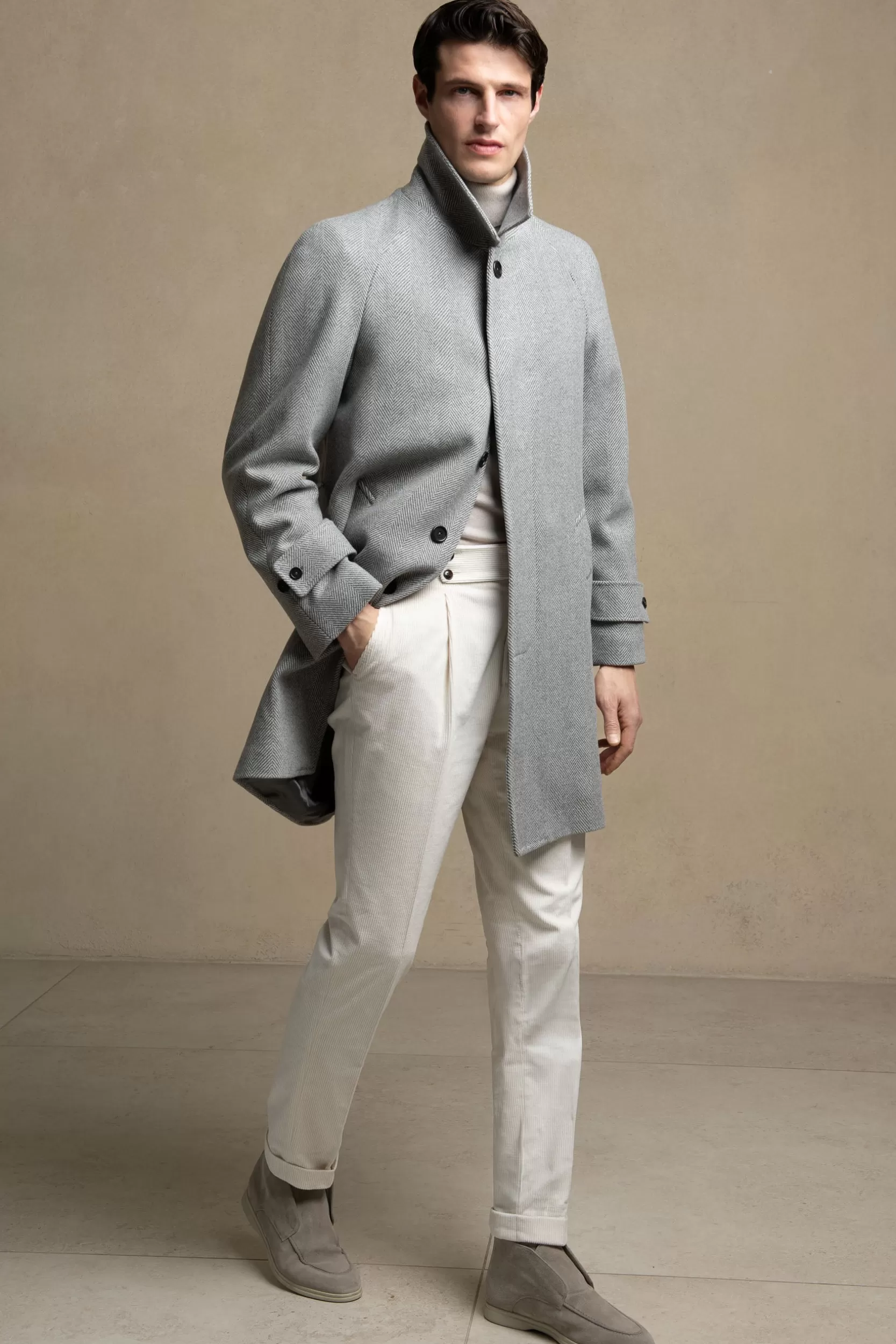 Discount Pini Parma Cappotto Raglan Grigio Spinato – Made In Italy