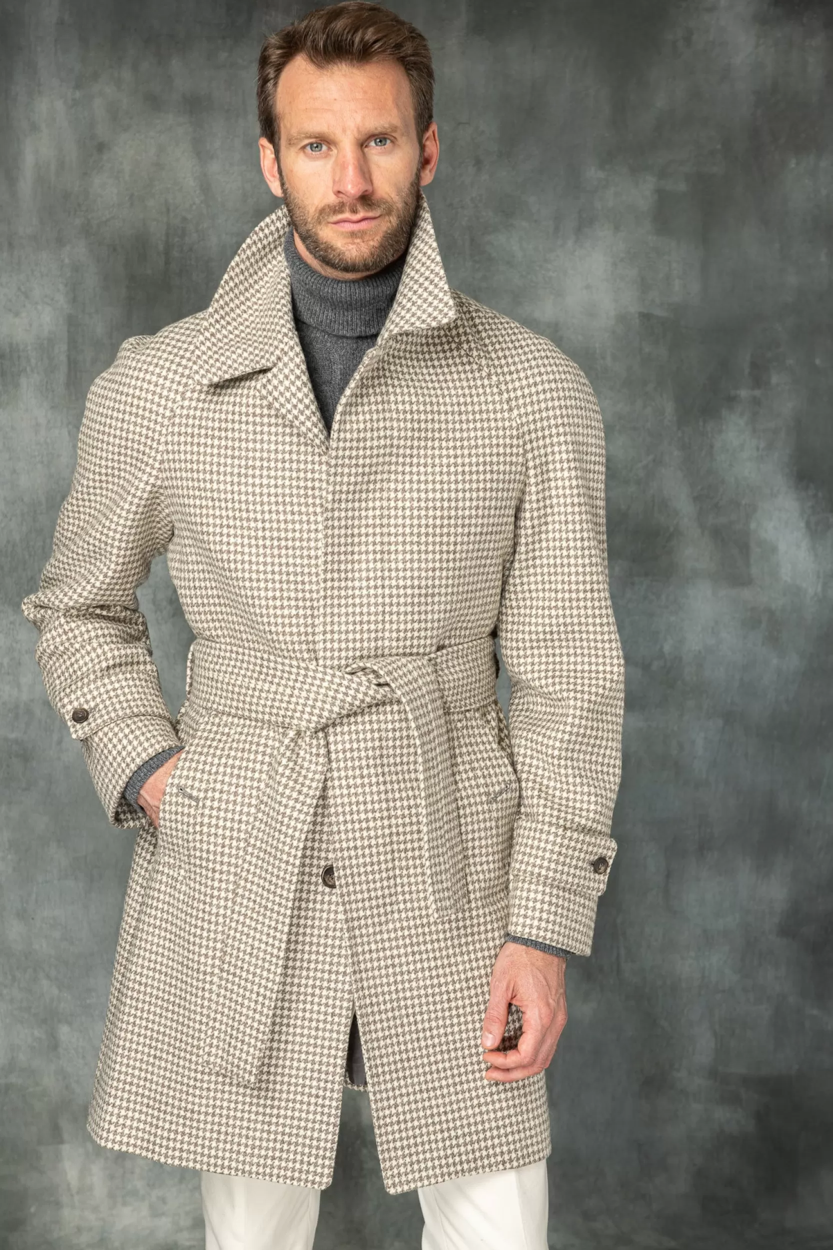 New Pini Parma Cappotto Raglan Pied De Poule – Made In Italy