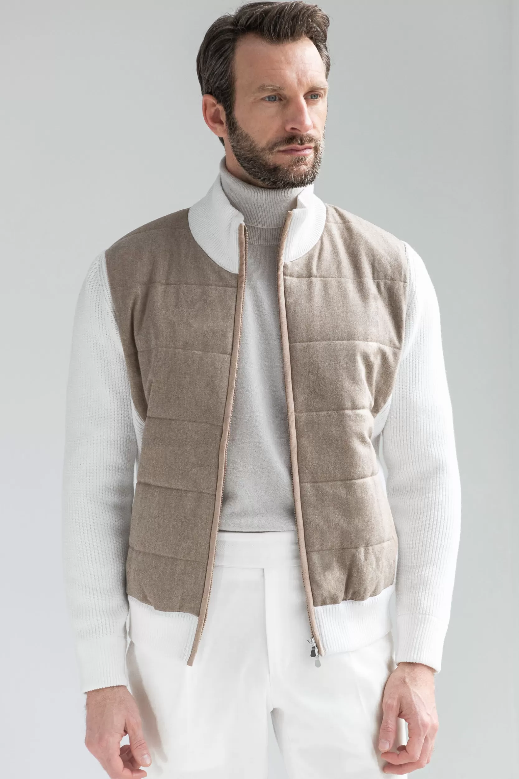 Cheap Pini Parma Cardigan Beige - Flanella E Lana Lavorata A Maglia - Made In Italy