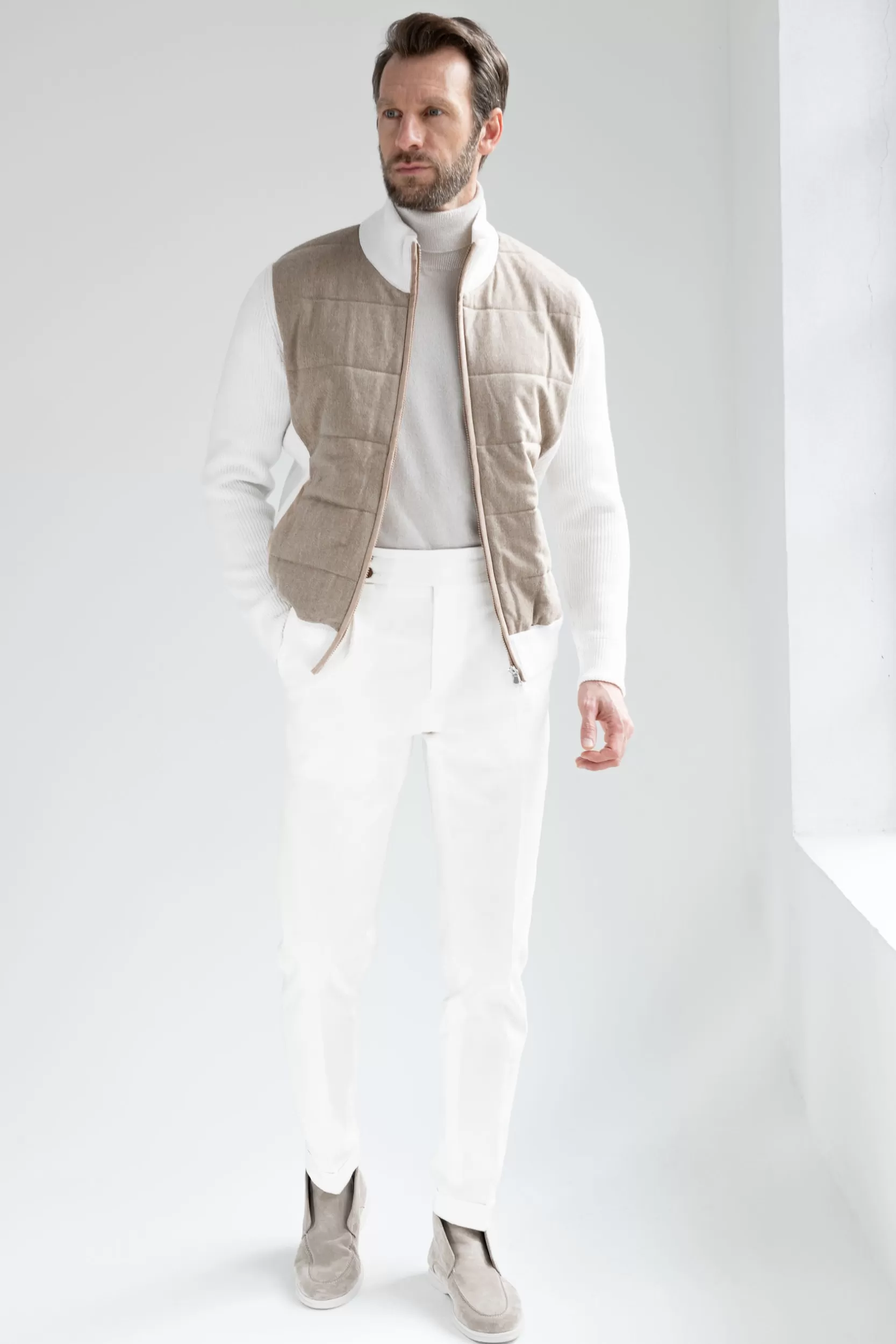 Cheap Pini Parma Cardigan Beige - Flanella E Lana Lavorata A Maglia - Made In Italy