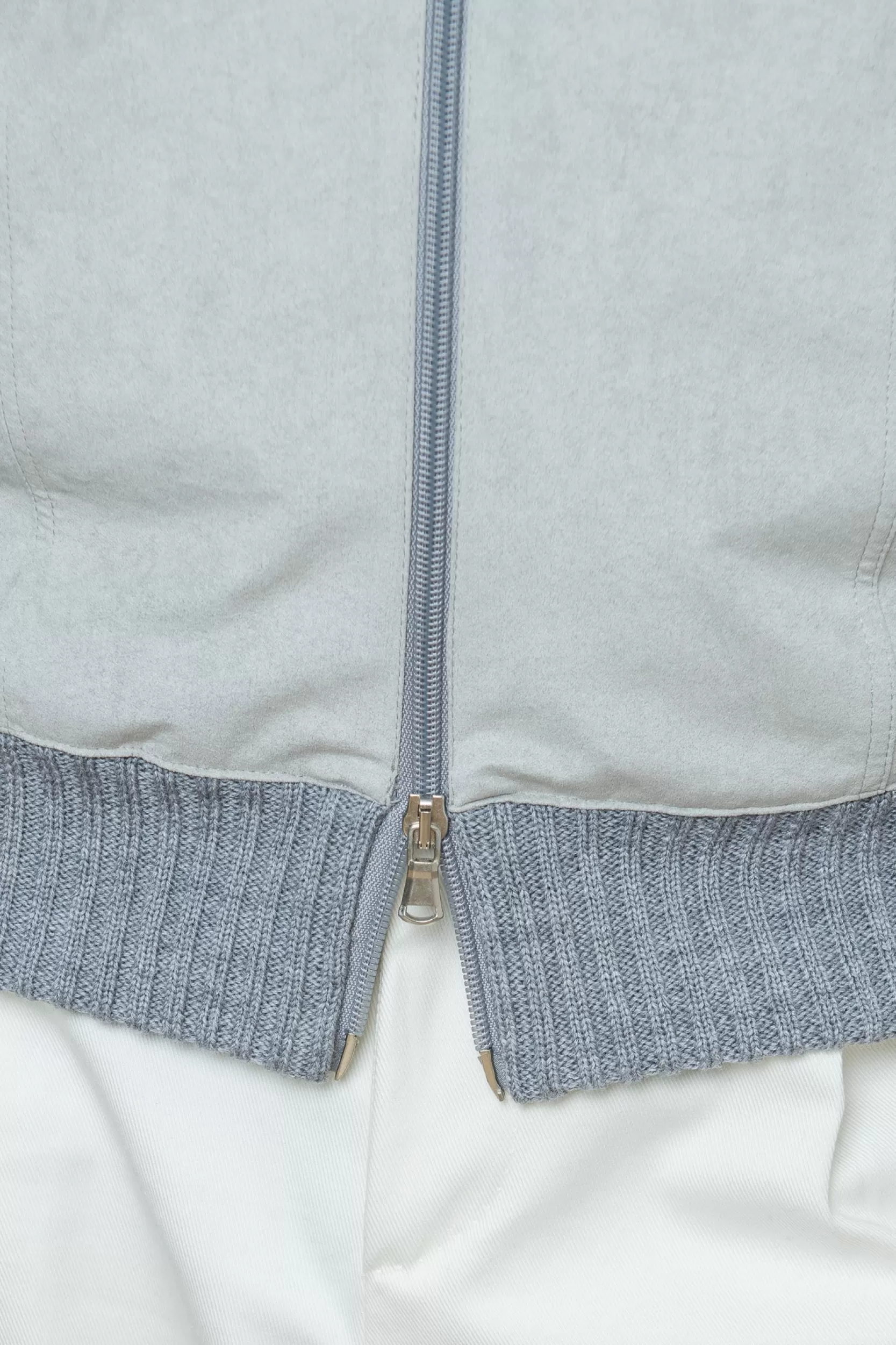 Online Pini Parma Cardigan Grigio E Grigio Chiaro - Alcantara E Lana - Made In Italy