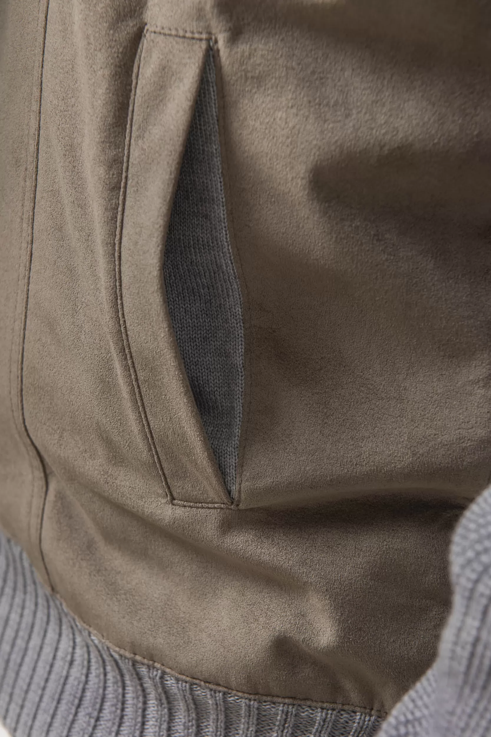Best Pini Parma Cardigan Grigio E Tortora - Alcantara E Lana - Made In Italy