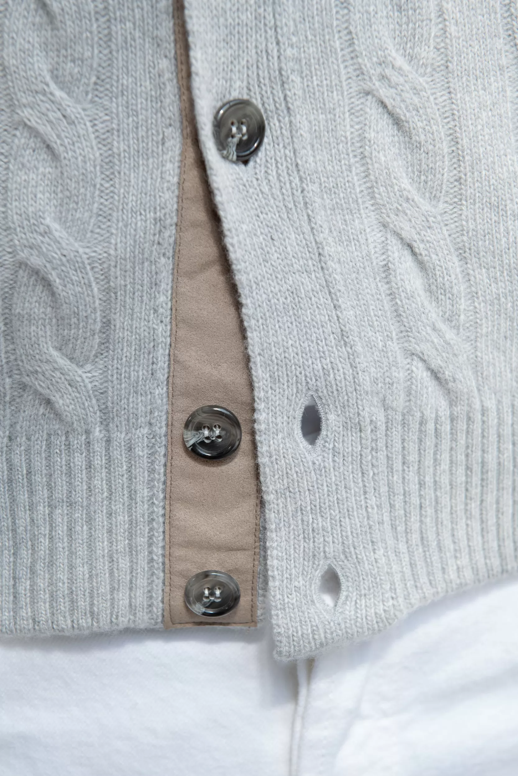 Cheap Pini Parma Cardigan In Maglia A Trecce – Made In Italy Grigio chiaro