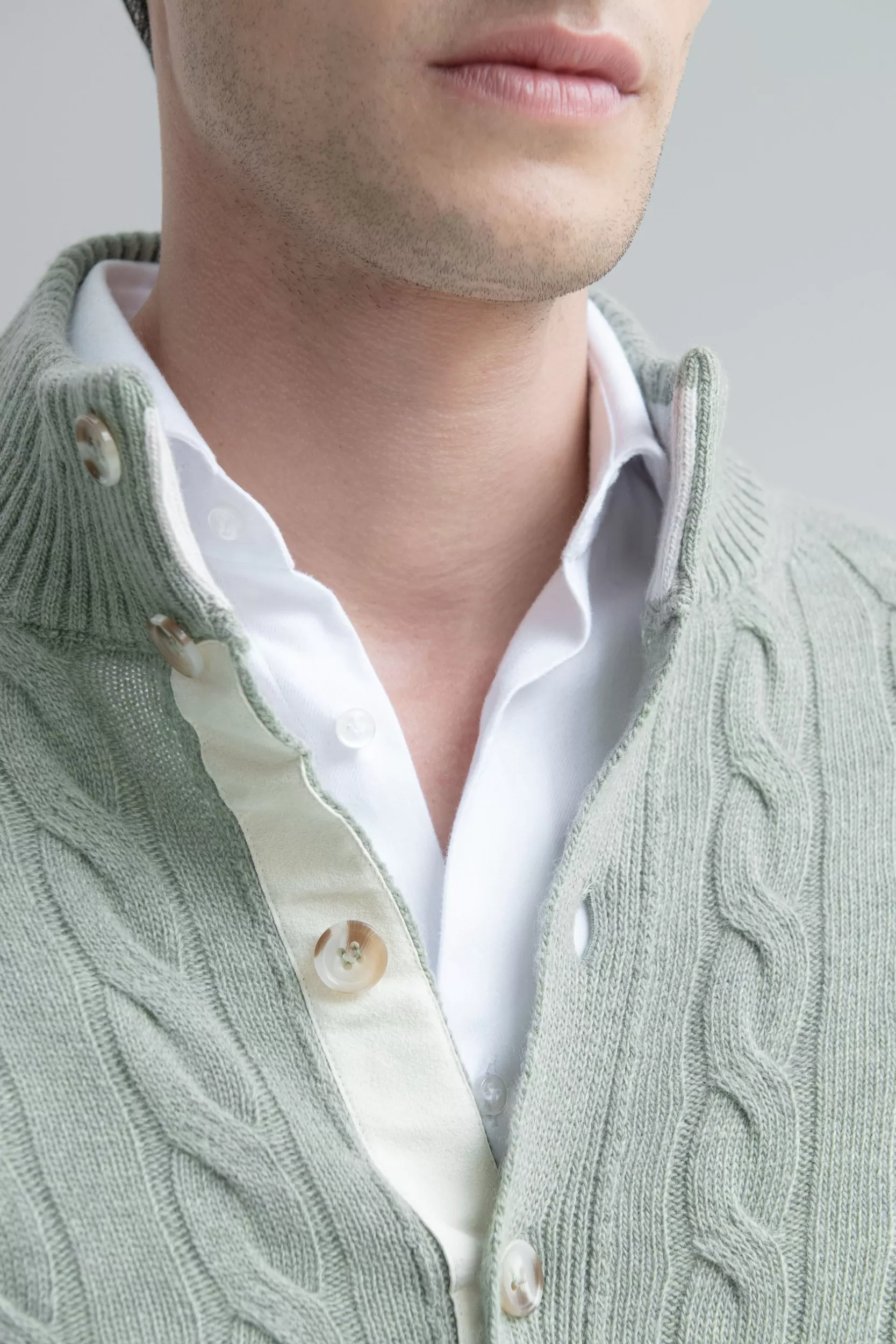 Best Pini Parma Cardigan In Maglia A Trecce – Made In Italy Salvia