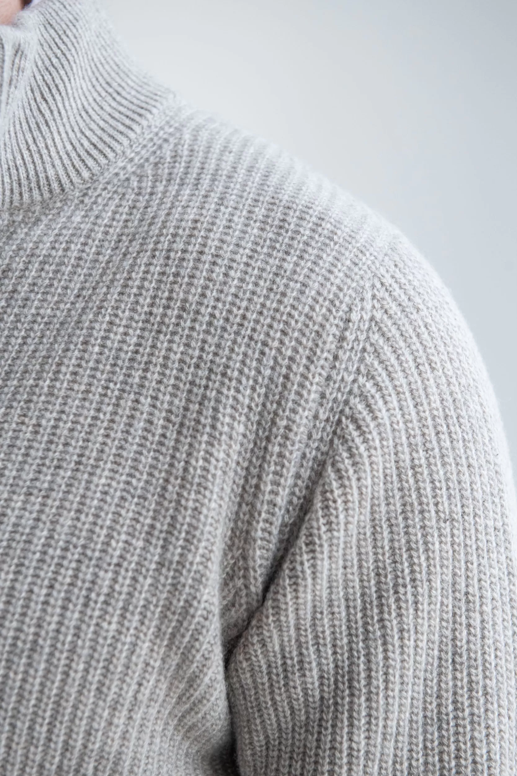 New Pini Parma Cardigan In Misto Cashmere A Coste Color Tortora – Made In Italy Talpa