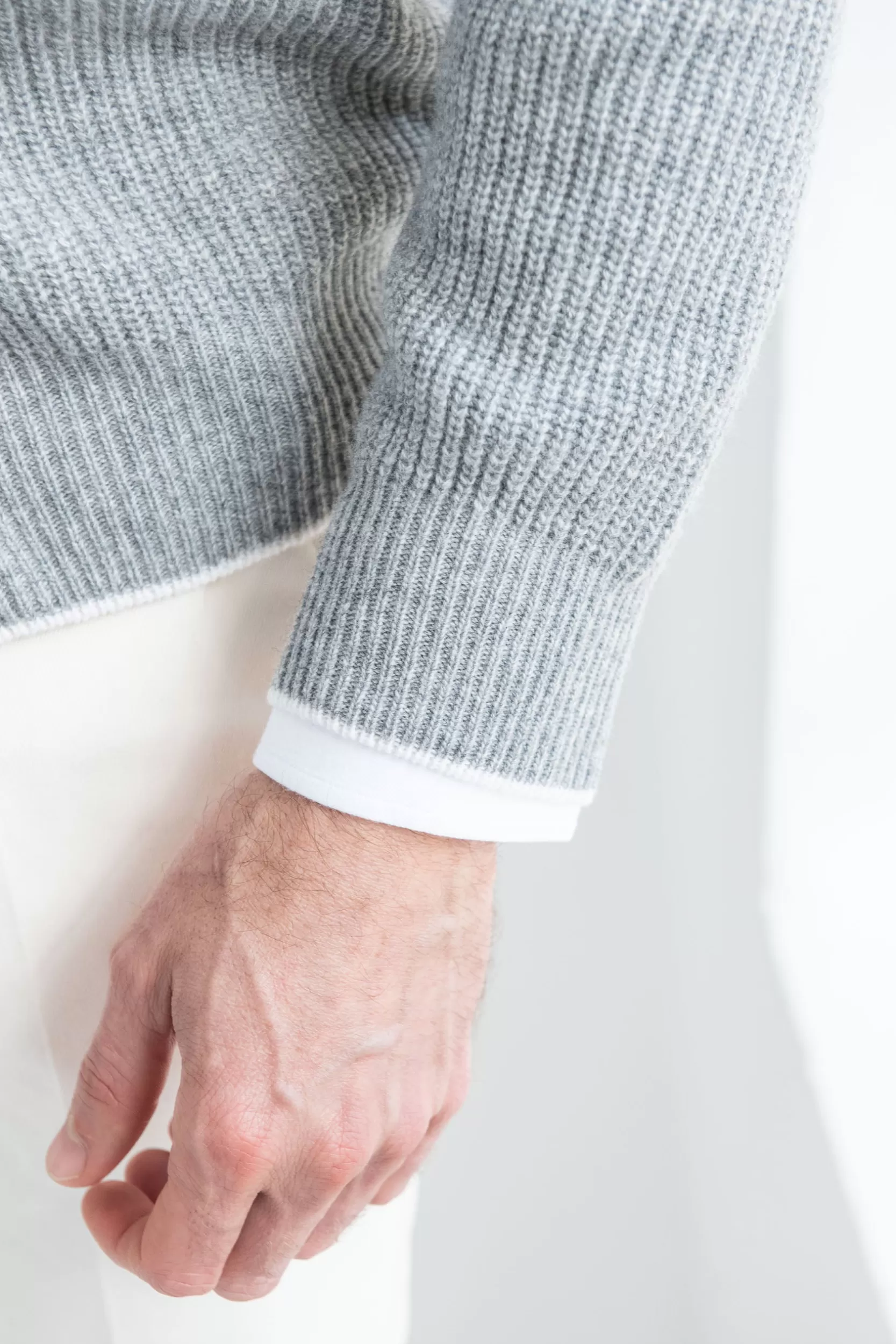 Fashion Pini Parma Cardigan In Misto Cashmere A Coste – Made In Italy Grigio
