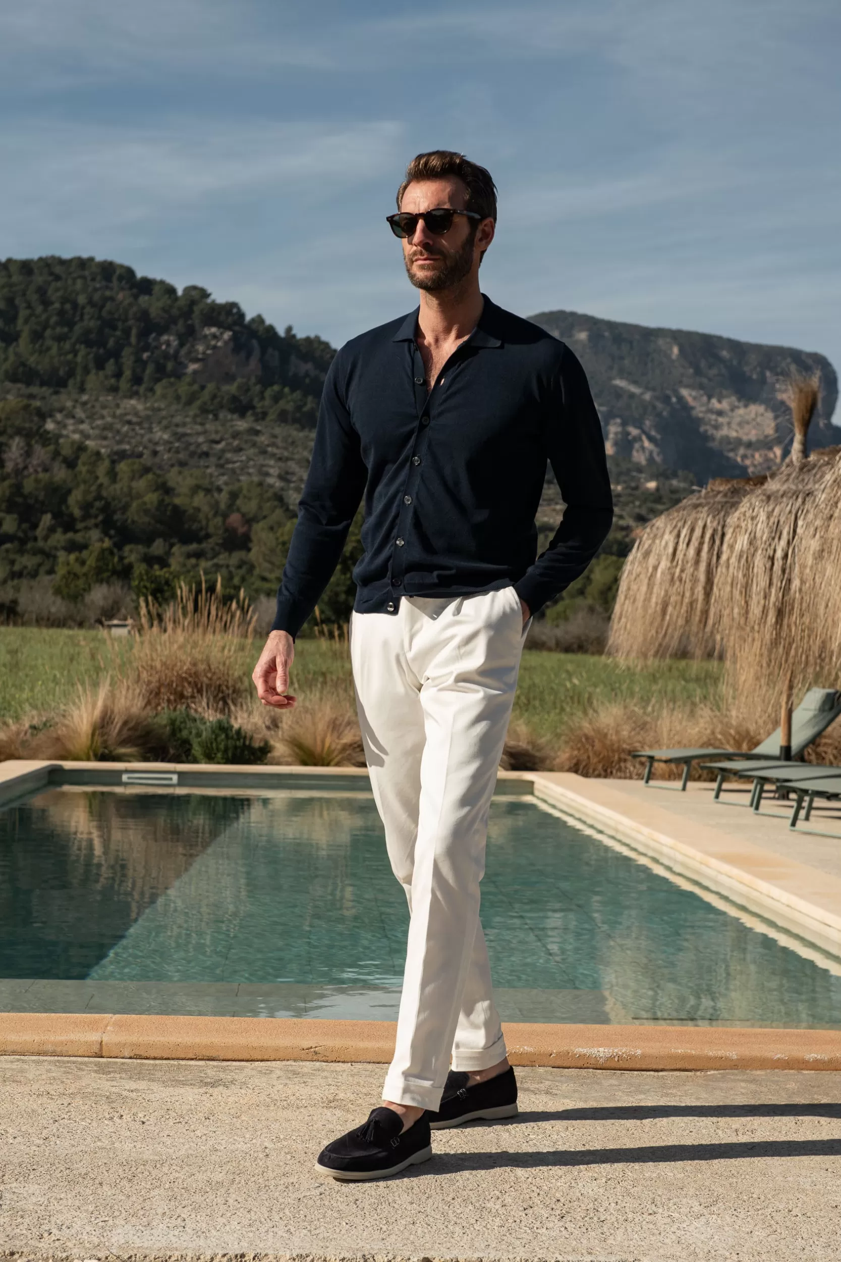 Best Pini Parma Cardigan Polo - Made In Italy Blu